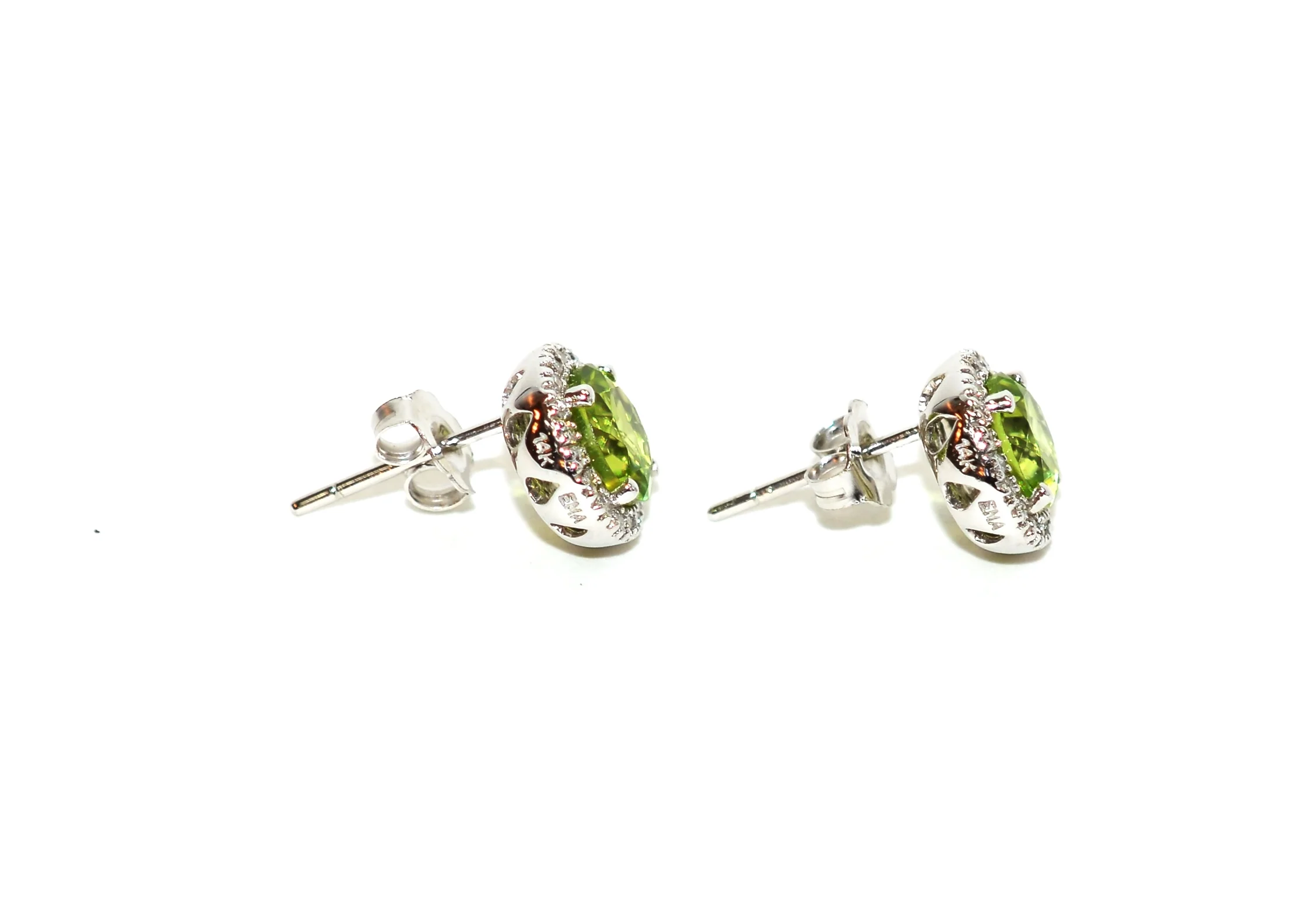 Natural Peridot & Diamond Pendant Necklace Earring Set 14K Solid White Gold 5.94tcw Birthstone Peridot Necklace Peridot Earrings Jewelry Set - Image 11