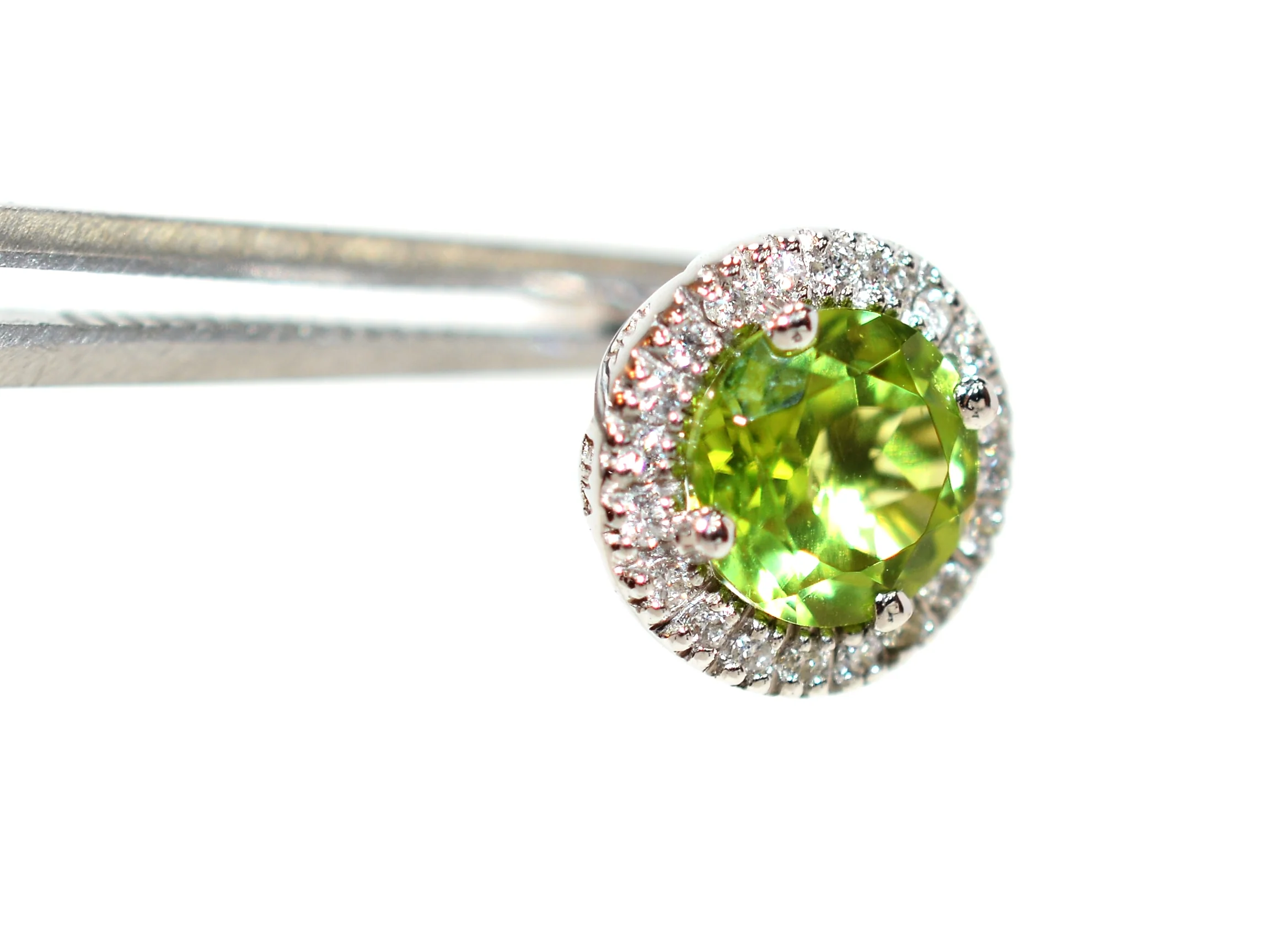 Natural Peridot & Diamond Pendant Necklace Earring Set 14K Solid White Gold 5.94tcw Birthstone Peridot Necklace Peridot Earrings Jewelry Set - Image 13