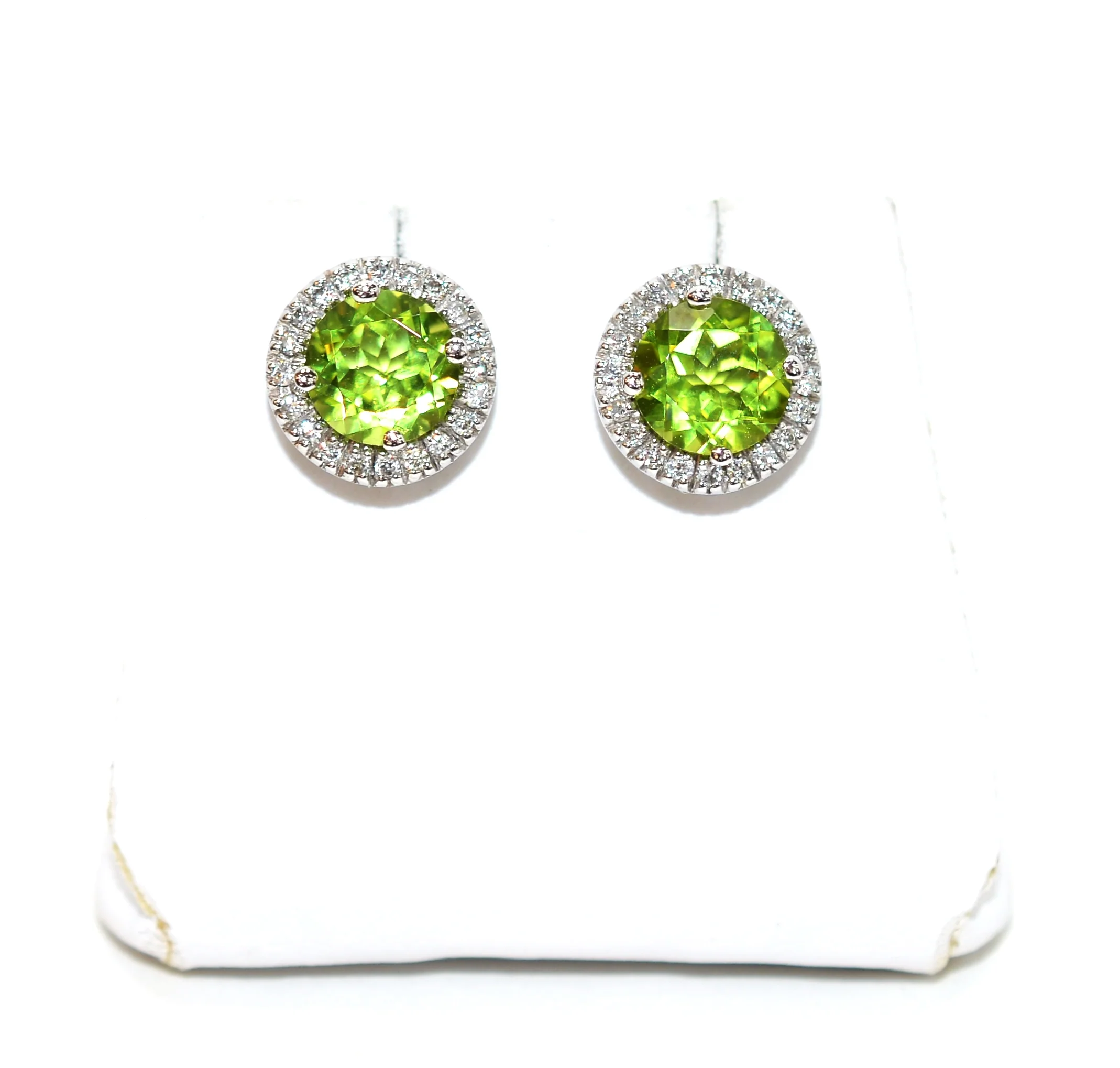 Natural Peridot & Diamond Pendant Necklace Earring Set 14K Solid White Gold 5.94tcw Birthstone Peridot Necklace Peridot Earrings Jewelry Set - Image 2