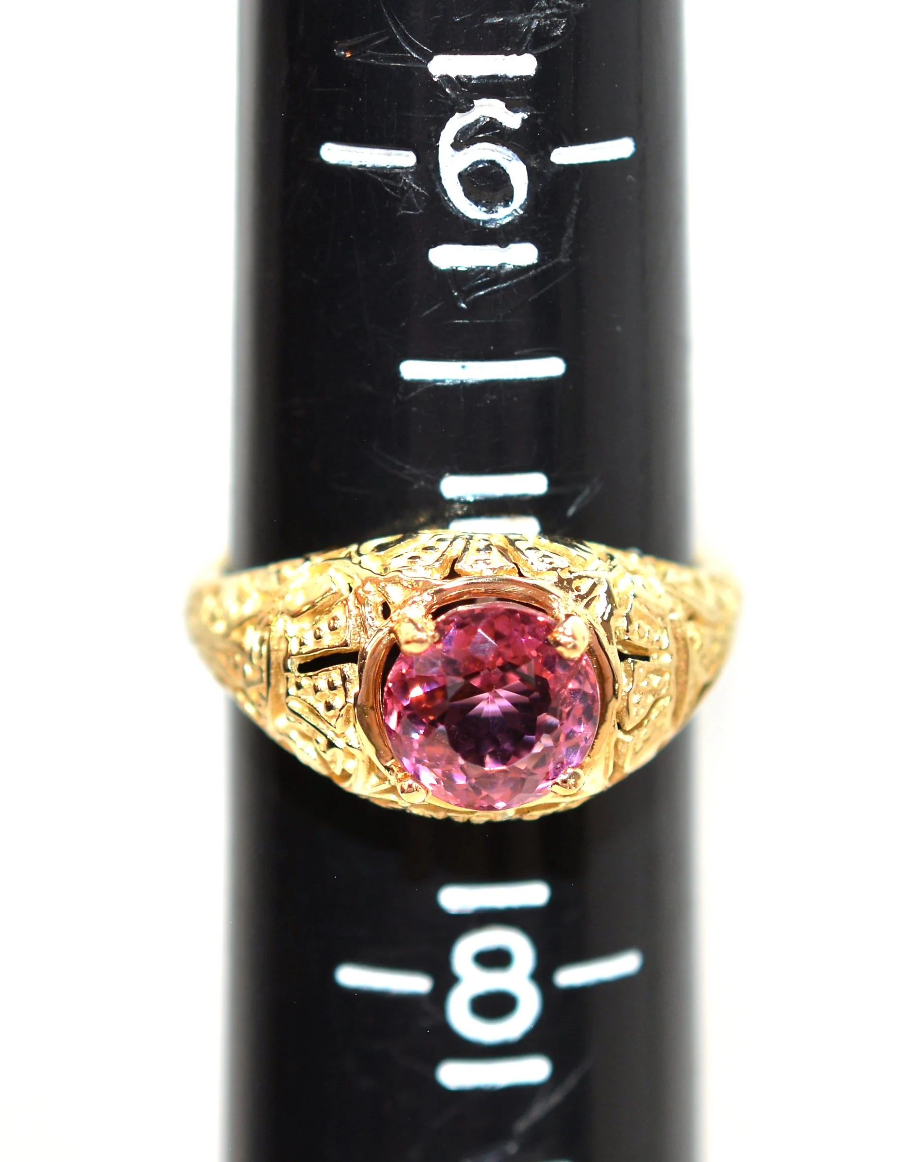 Natural Pink Tourmaline Ring 10K Solid Gold 1.96ct Solitaire Ring Birthstone Ring Cocktail Ring Filigree Ring Pink Ring Vintage Ring Estate - Image 9