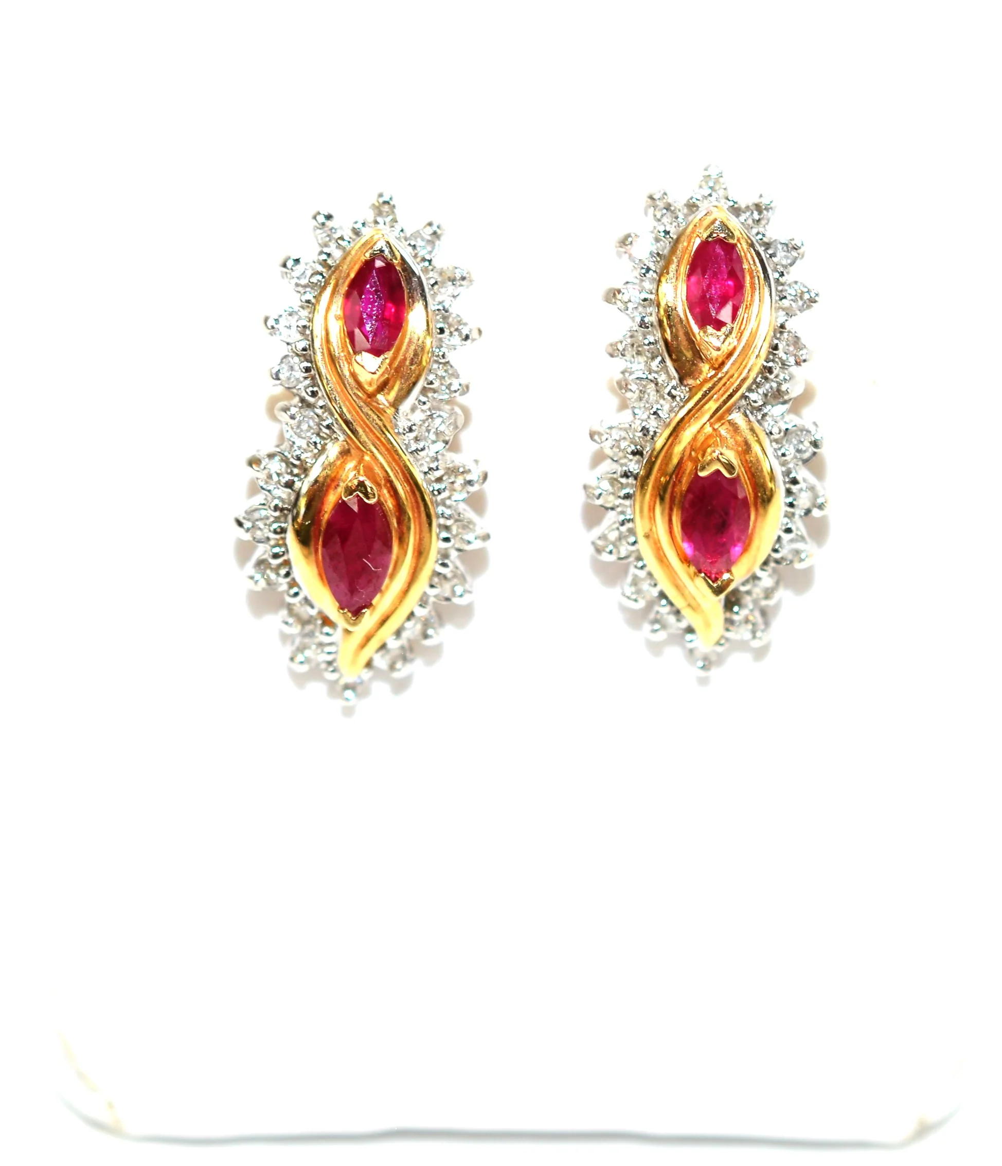 Natural Burmese Ruby & Diamond Earrings 14K Solid Gold 1.52tcw Earrings Vintage Earrings Statement Earrings Birthstone Earrings Estate Jewellery - Image 3