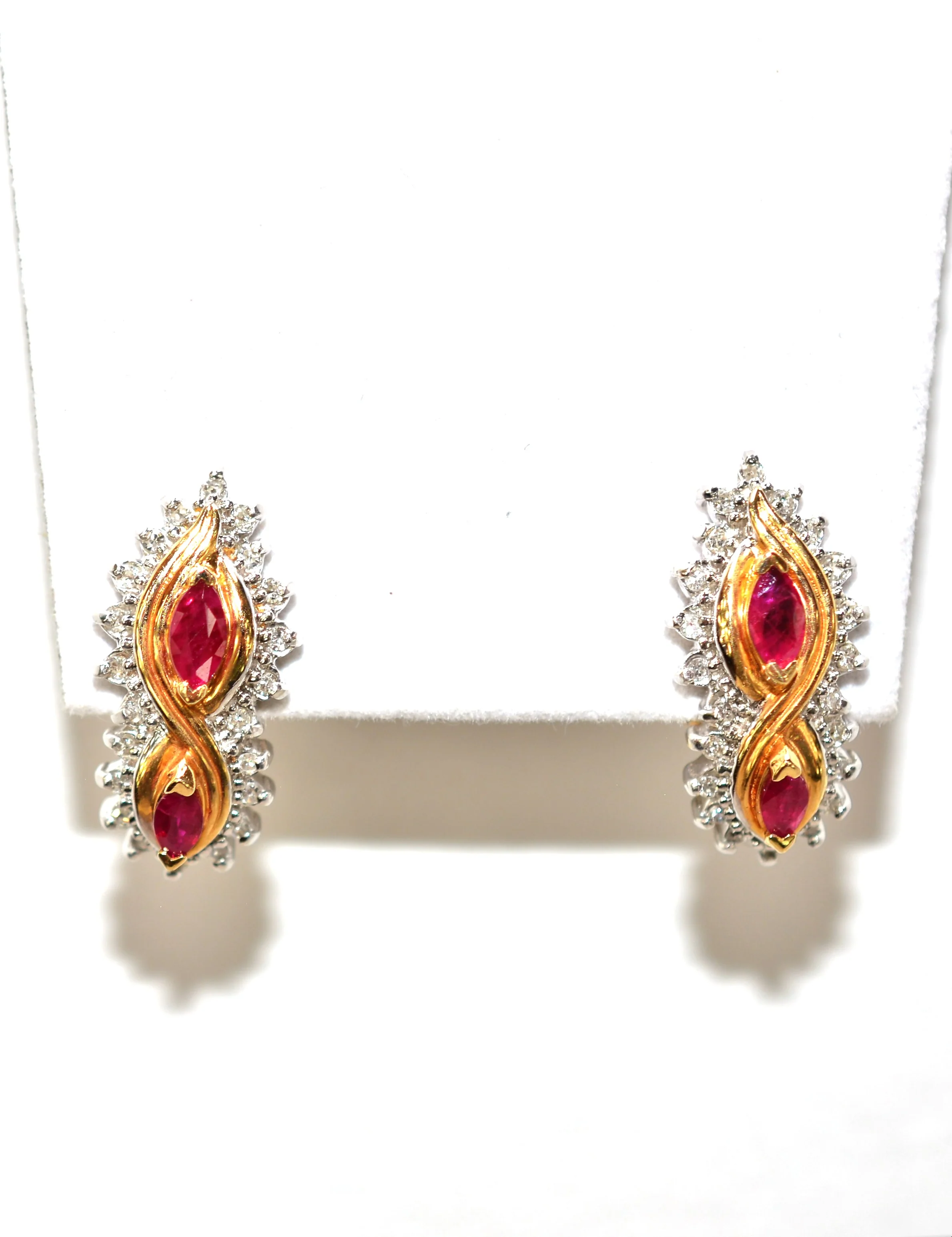 Natural Burmese Ruby & Diamond Earrings 14K Solid Gold 1.52tcw Earrings Vintage Earrings Statement Earrings Birthstone Earrings Estate Jewellery - Image 4