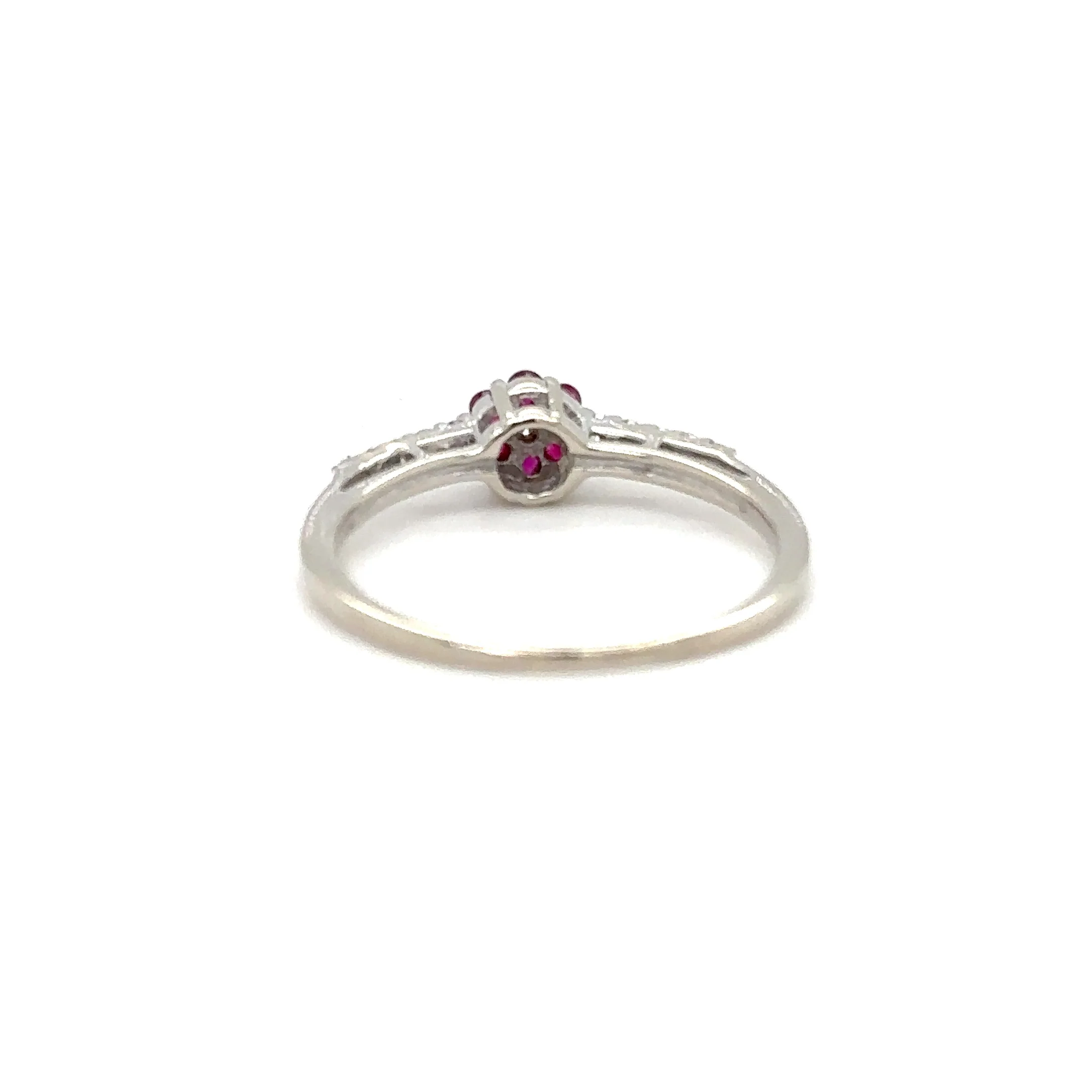 Natural Ruby & Diamond Ring 10K White Gold .29tcw July Birthstone Ring Flower Ring Vintage Estate Jewelry - Image 11