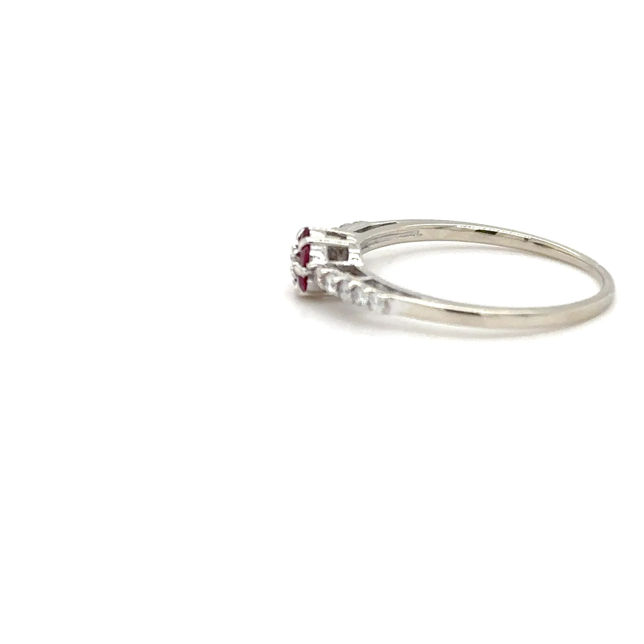 Natural Ruby & Diamond Ring 10K White Gold .29tcw July Birthstone Ring Flower Ring Vintage Estate Jewelry - Image 9