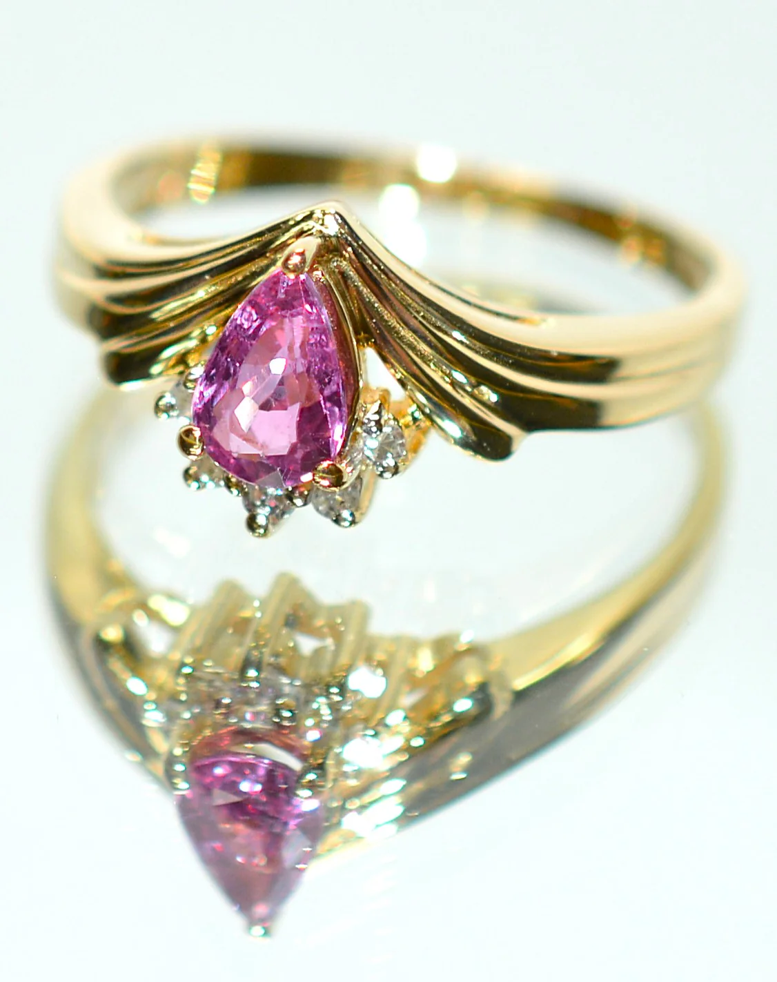 Natural Ruby & Diamond Ring 14K Gold .50tcw Promise Ring Ladies Statement Pink Gemstone Ring September Birthstone Pear - Image 8