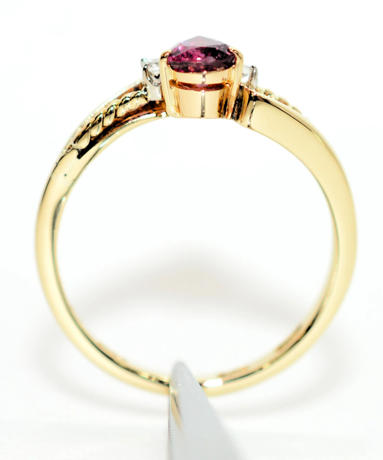 Natural Ruby & Diamond Ring 14K Solid Gold .46tcw Bridal Wedding Engagement Birthstone Statement Cocktail Estate Vintage Jewelry Jewellery - Image 3