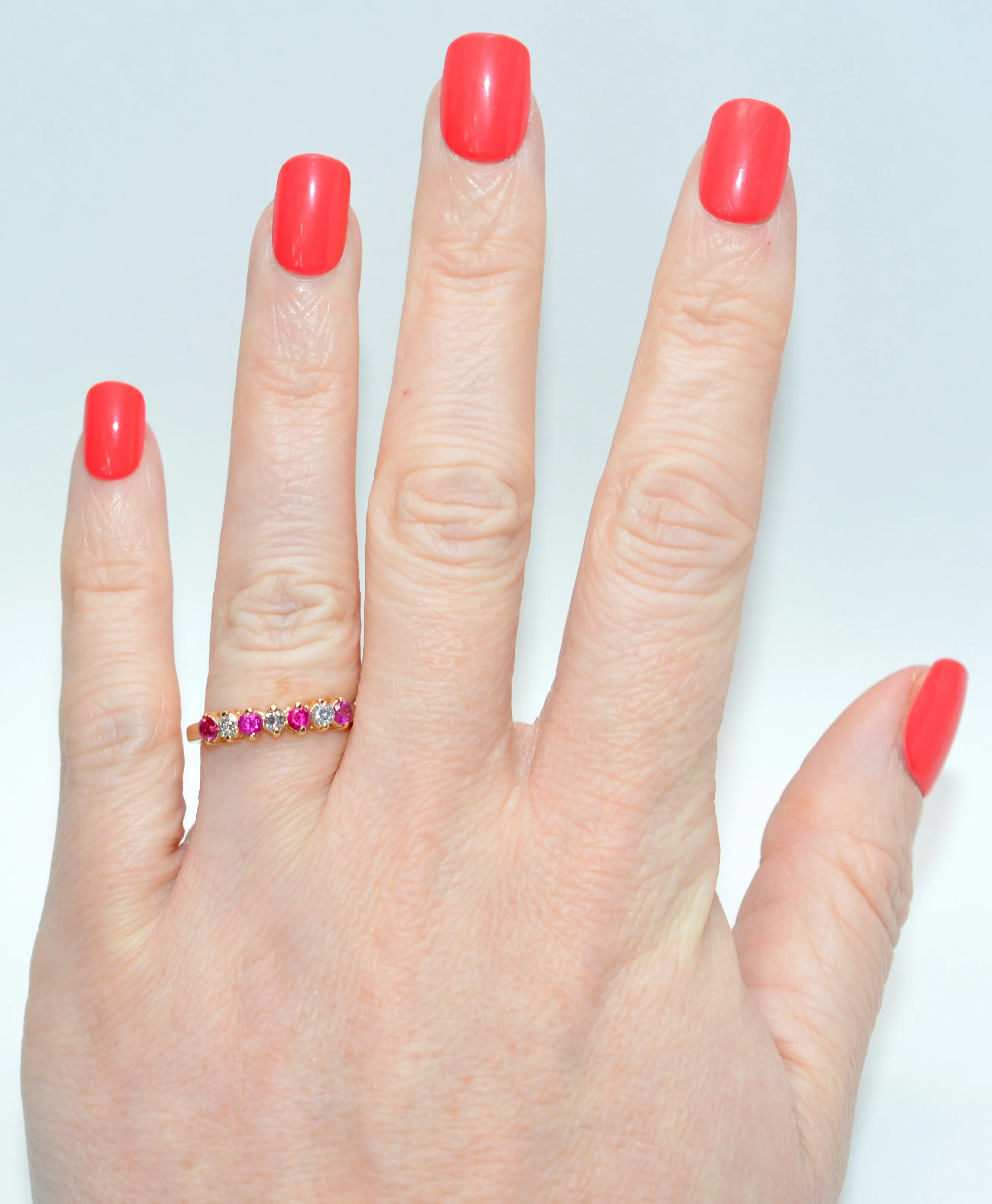 Natural Ruby & Diamond Ring 10K Solid Gold .86tcw Ruby Band Cluster Birthstone July Birthstone Red Gemstone Promise Wedding Anniversary - Image 2