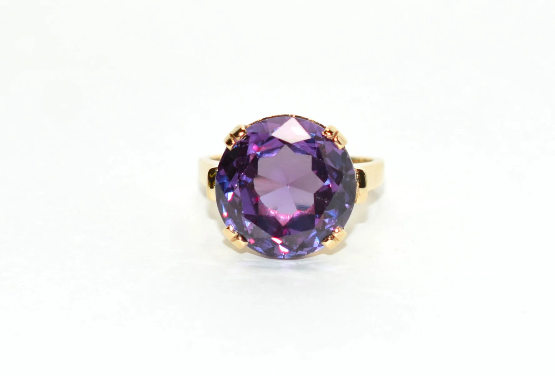 Natural Siberian Amethyst Ring 14K Solid Gold 8.43ct Gemstone Ring Birthstone Ring Solitaire Statement Ring Purple Ring Estate Cocktail Ring