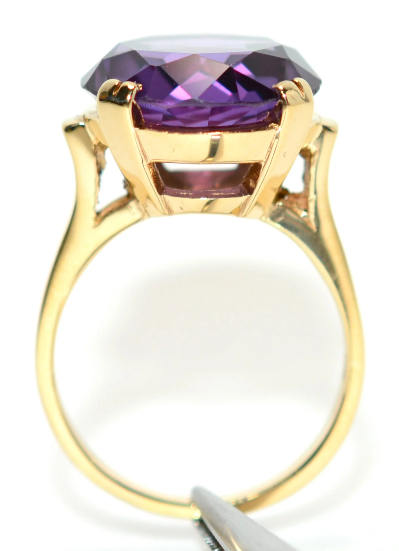 Natural Siberian Amethyst Ring 14K Solid Gold 8.43ct Gemstone Ring Birthstone Ring Solitaire Statement Ring Purple Ring Estate Cocktail Ring - Image 3