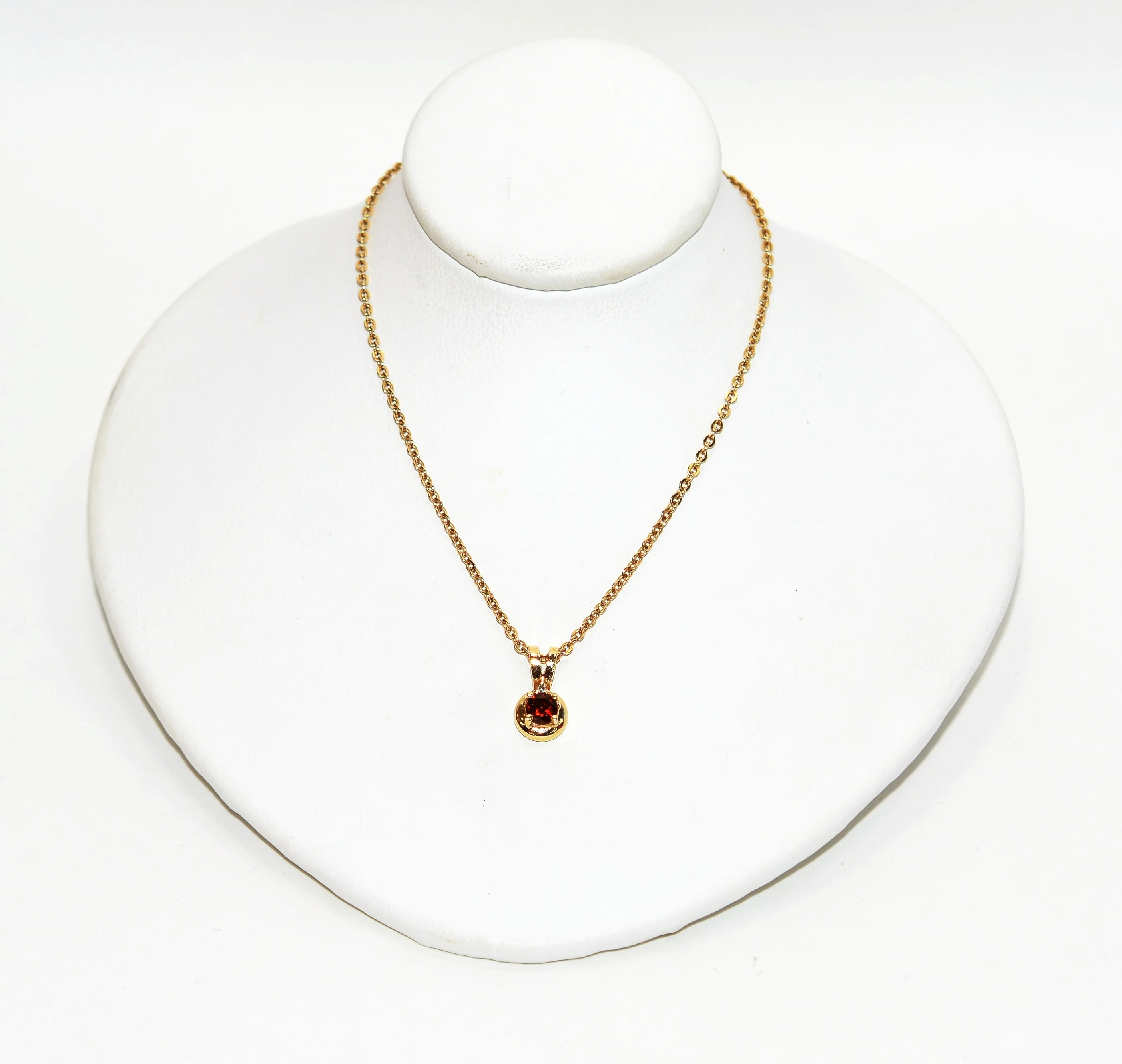 Natural Spessartine Garnet & Diamond Pendant Neckalce 14K Solid Gold .36tcw Gemstone Necklace January Birthstone Pendant Necklace Red Necklace