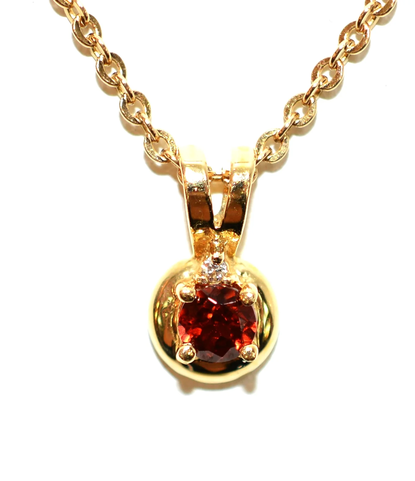 Natural Spessartine Garnet & Diamond Pendant Neckalce 14K Solid Gold .36tcw Gemstone Necklace January Birthstone Pendant Necklace Red Necklace - Image 2