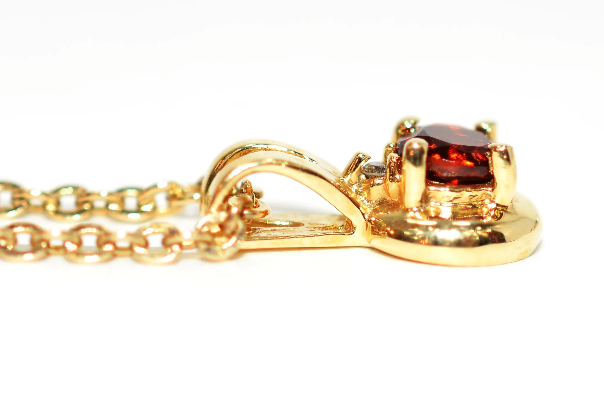 Natural Spessartine Garnet & Diamond Pendant Neckalce 14K Solid Gold .36tcw Gemstone Necklace January Birthstone Pendant Necklace Red Necklace - Image 5