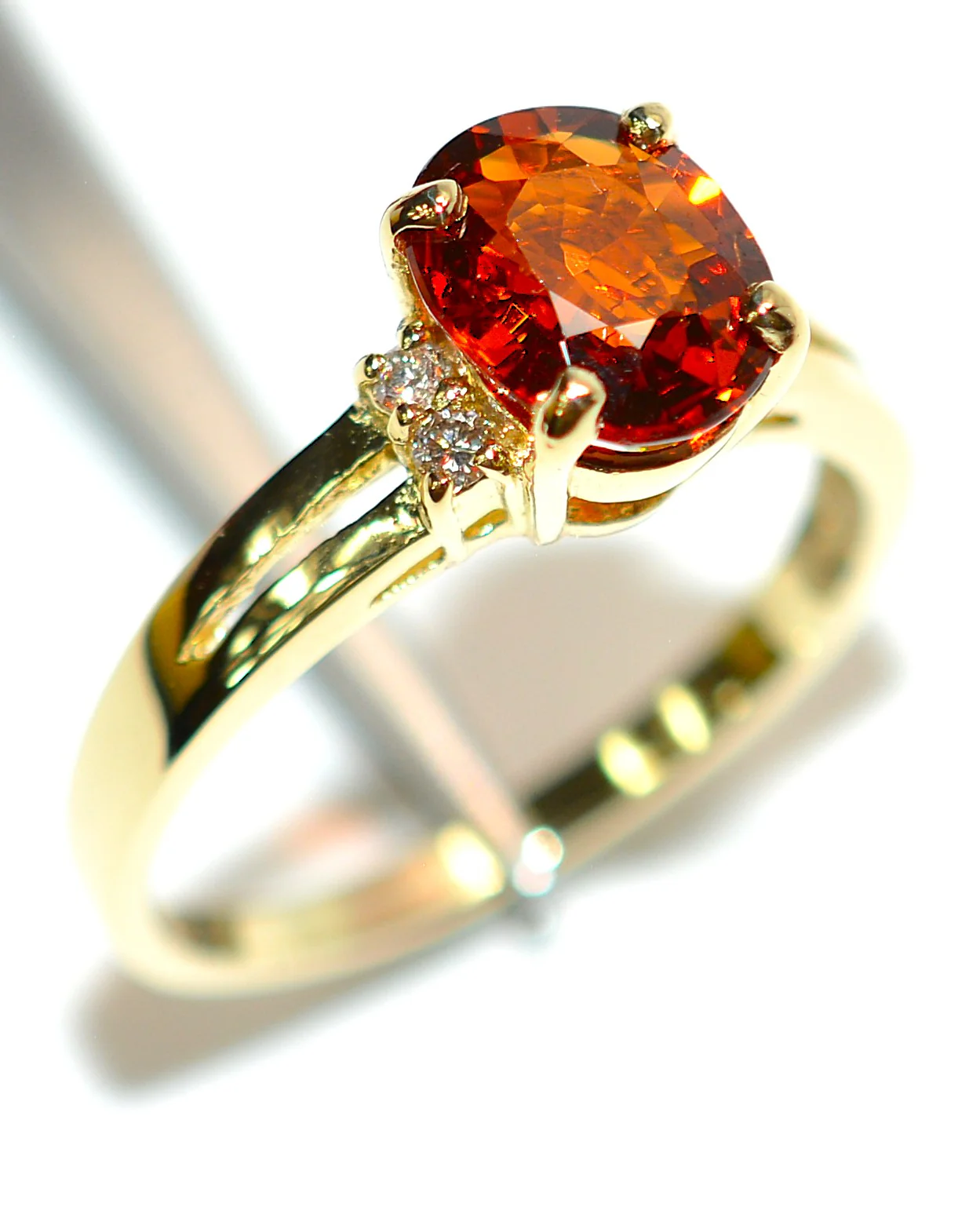 Natural Spessartine Mandarin Garnet & Diamond Ring 14K Solid Gold 1.96tcw Fanta Garnet Ring Orange Ring January Birthstone Ring Women's Ring - Image 4