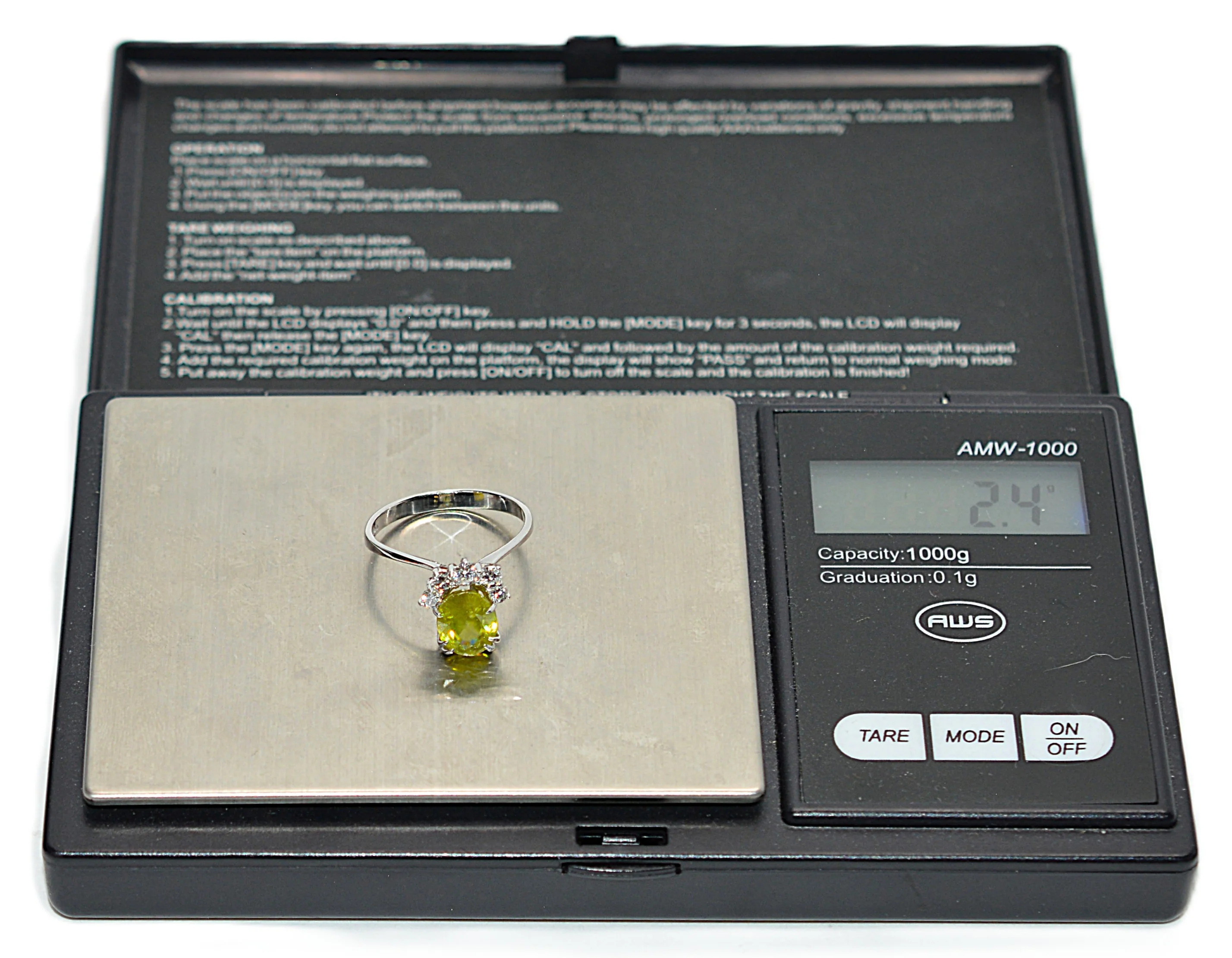 Natural Sphene & Diamond Ring 14K White Gold 2.52tcw Titanite Gemstone Yellow Green Ring Womens Ring Statement Ring Vintage Estate Ring - Image 14