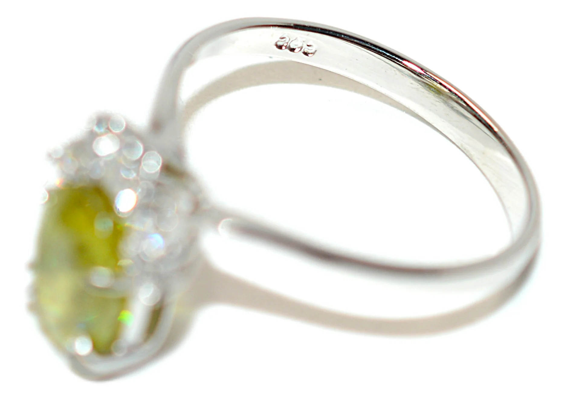 Natural Sphene & Diamond Ring 14K White Gold 2.52tcw Titanite Gemstone Yellow Green Ring Womens Ring Statement Ring Vintage Estate Ring - Image 6