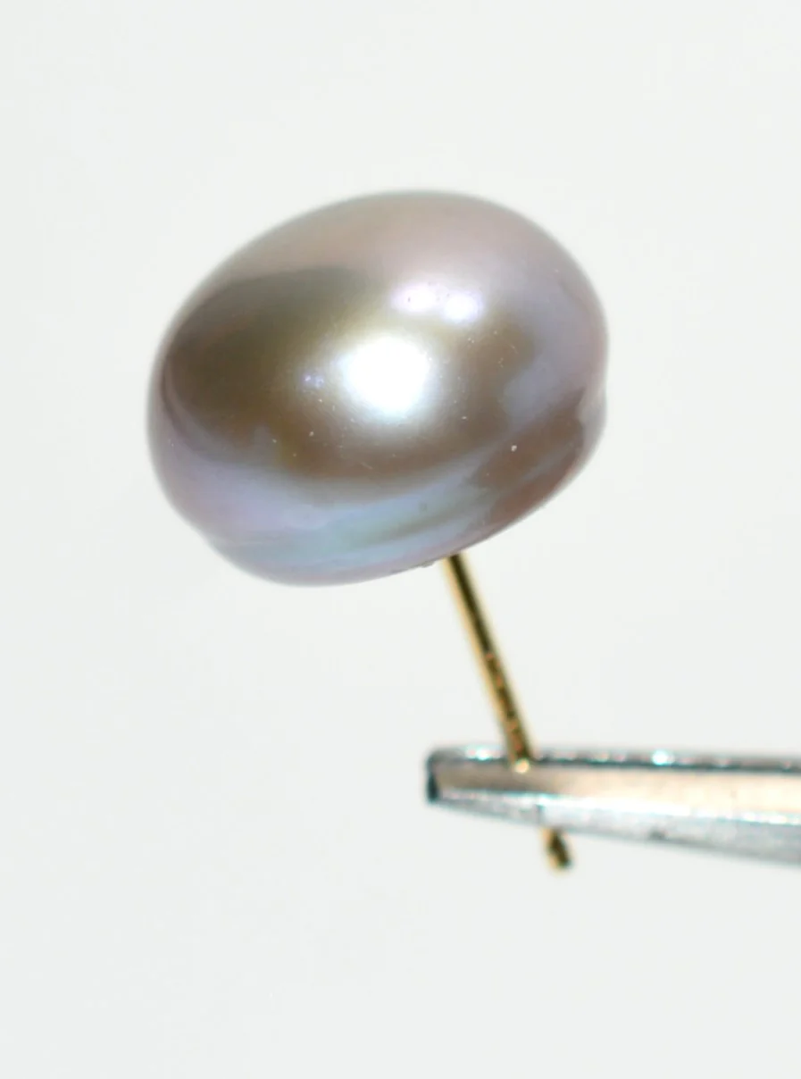 Natural Tahitian Pearl Earrings 14K Solid Gold Earrings Solitaire Stud Earrings Gray Pearl Statement Earrings Vintage Earrings Estate - Image 4