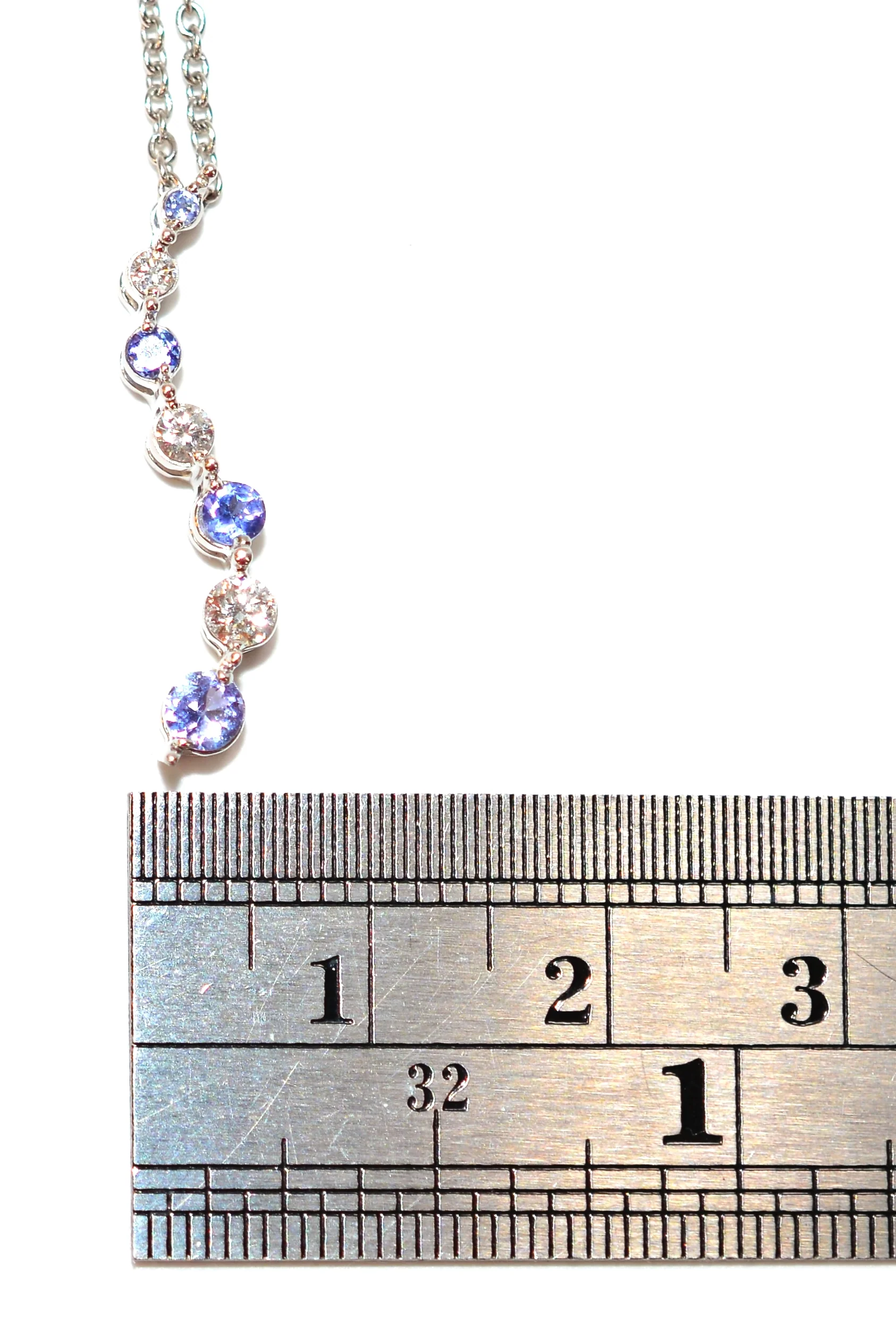 Natural Tanzanite & Diamond Necklace 14K White Gold .51tcw Tanzanite Necklace Pendant Necklace Birthstone Necklace Bridal Jewelry Fine Drop - Image 9