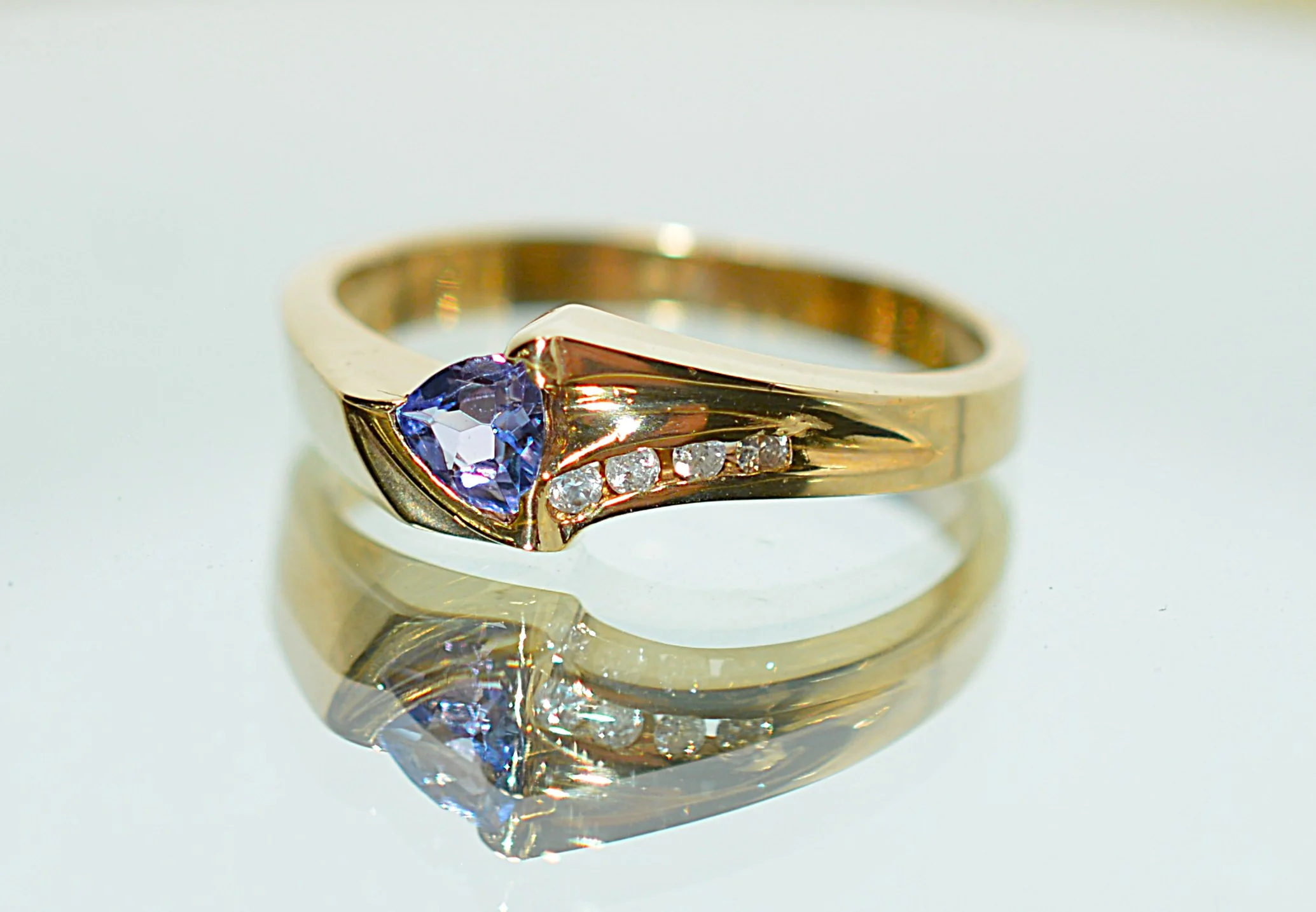 Natural Tanzanite & Diamond Ring 10K Solid Gold .33tcw Gemstone Ring Birthstone Ring Statement Ring Cocktail Ring Tanzanite Ring Estate - Image 8