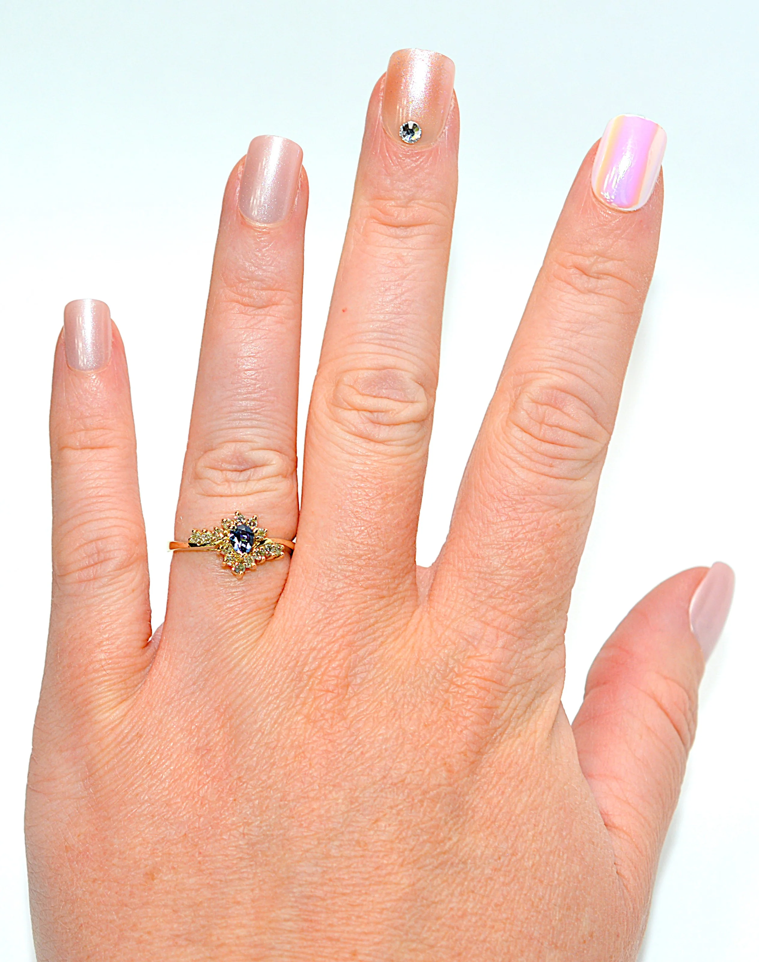 Natural Tanzanite & Diamond Ring 14K Solid Gold .49tcw Rare Gemstone Ring Blue Statement Ring Promise Ring Womens Ring Trillion Estate Ring - Image 2