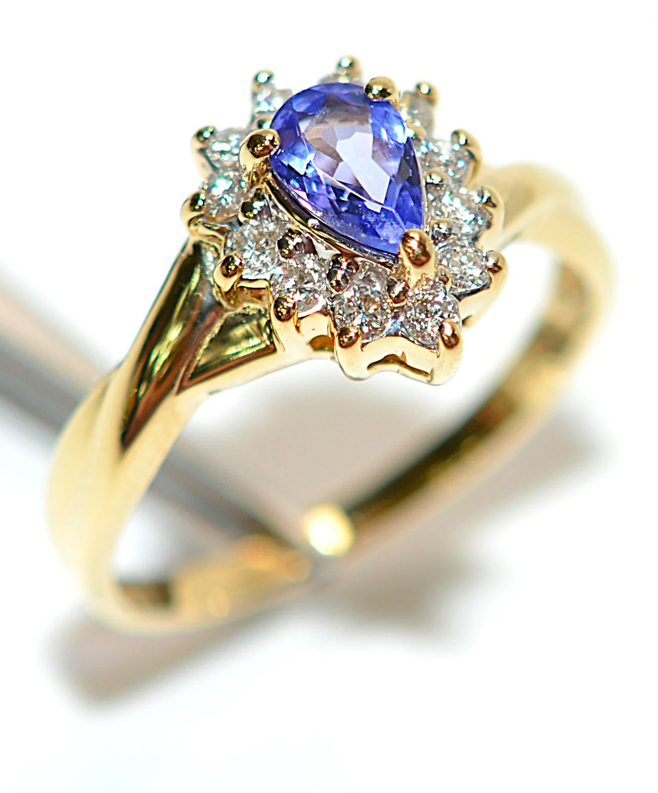 Natural Tanzanite & Diamond Ring 14K Solid Gold .51tcw Statement Ring Gemstone Ring December Birthstone Ring Fine Estate Jewelry Trillion - Image 4