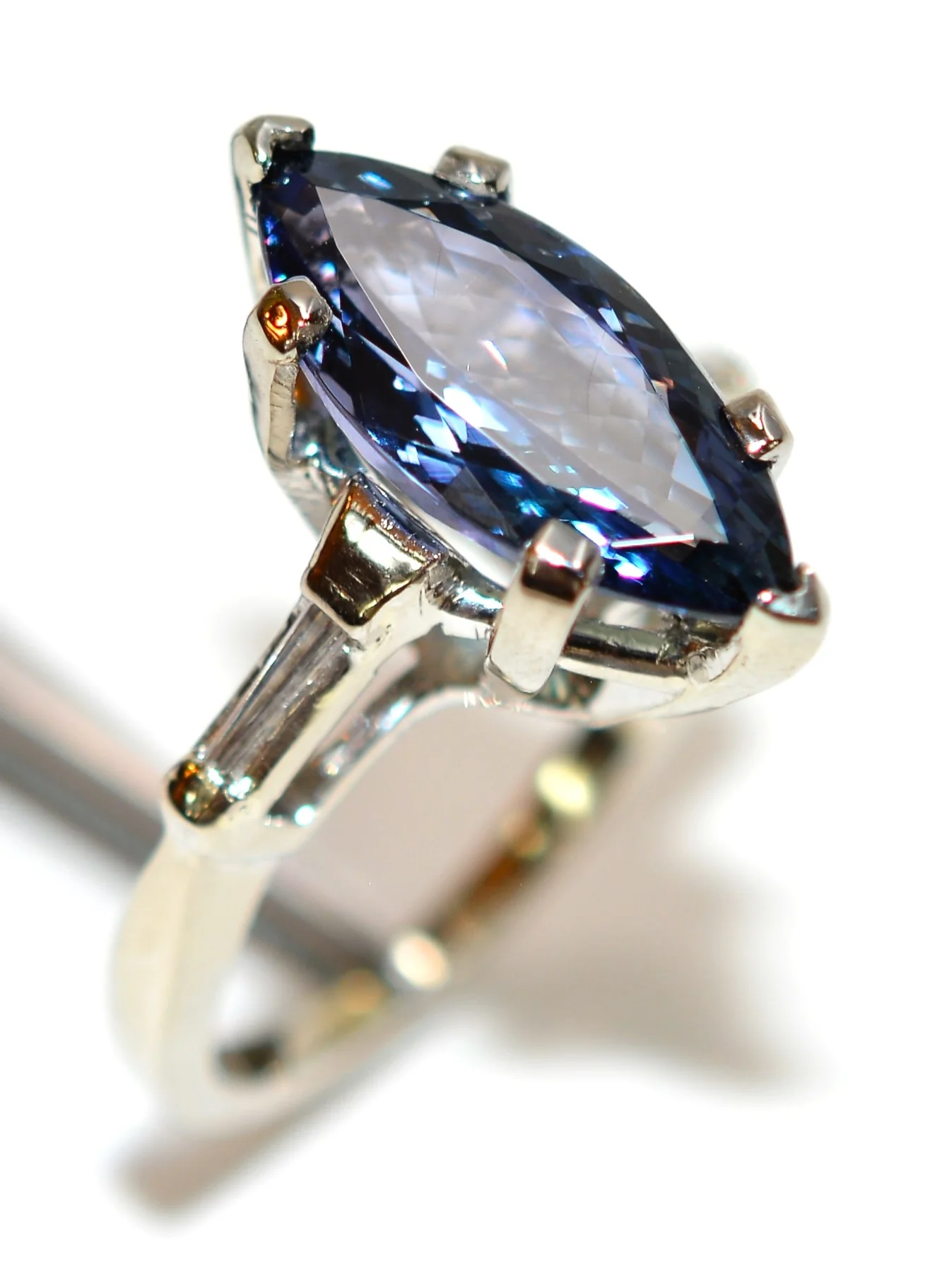 Certified Natural Tanzanite & Diamond Ring 14K White Gold 4.23tcw Marquise Gemstone Wedding Engagement Bridal December Birthstone Estate Jewellery - Image 5