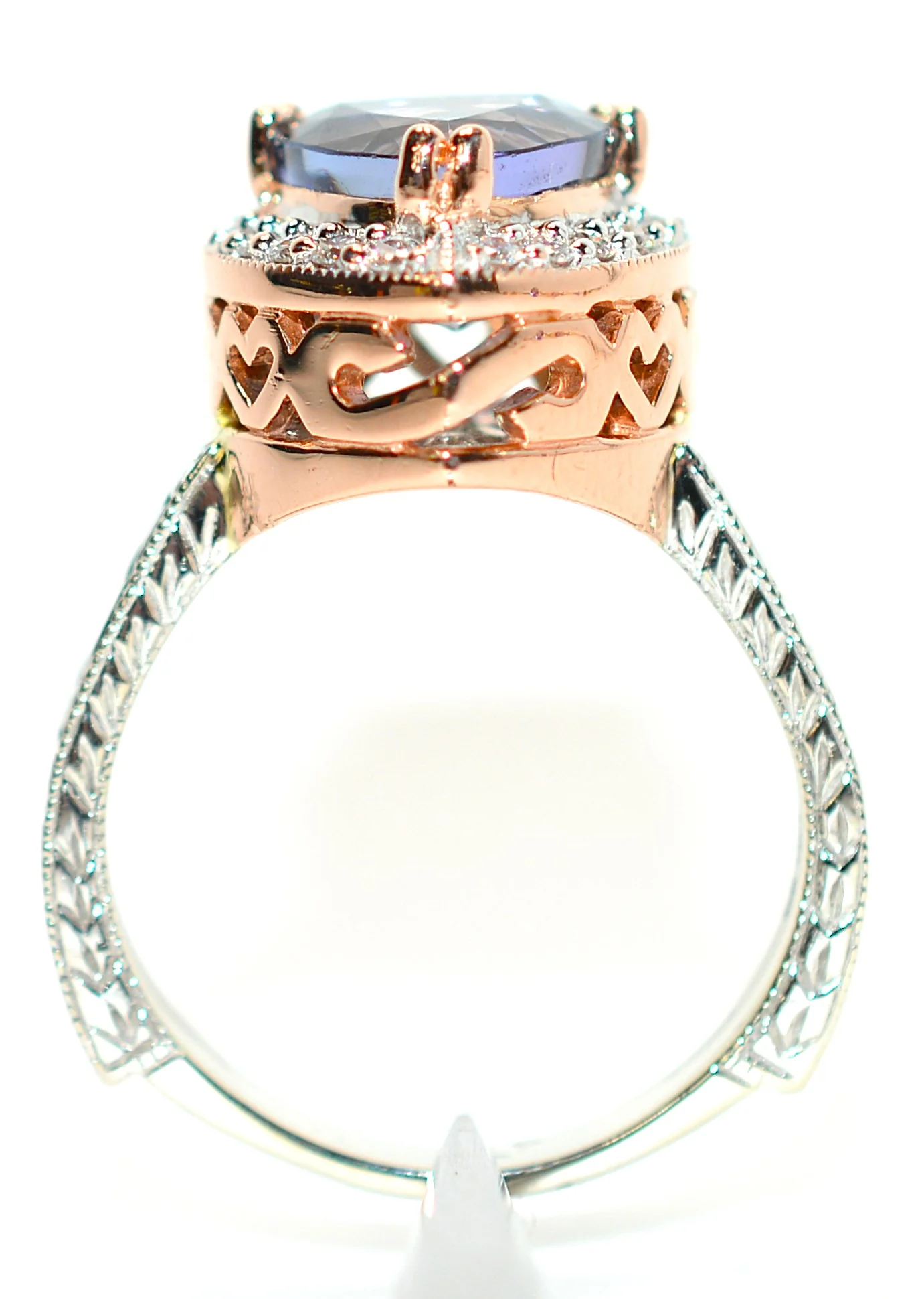 Natural Tanzanite & Diamond Ring 14K White Gold 2.34tcw Tanzanite Ring Rose Gold Ring Statement Ring Cocktail Ring Fine Jewelry Two Tone - Image 3