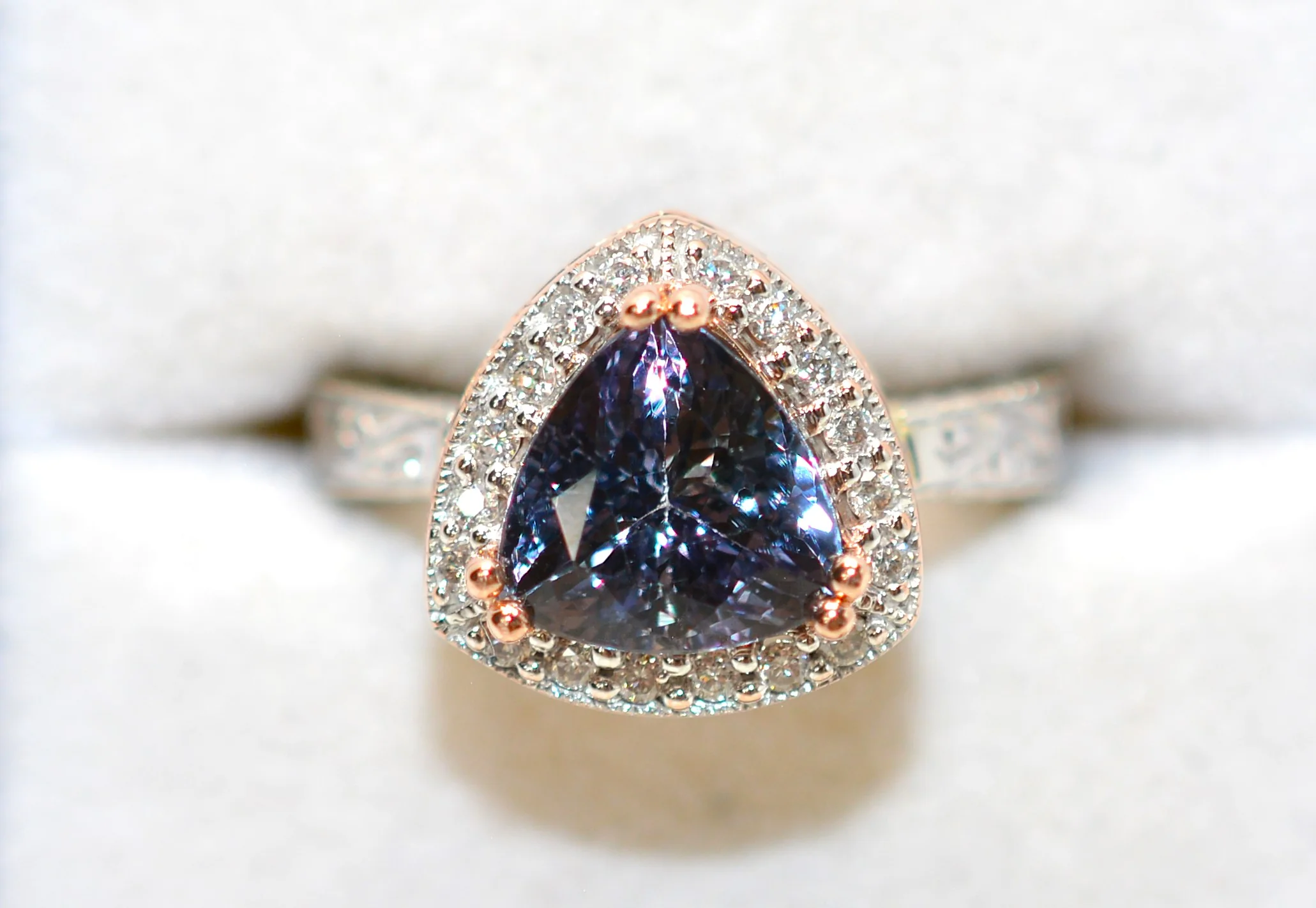 Natural Tanzanite & Diamond Ring 14K White Gold 2.34tcw Tanzanite Ring Rose Gold Ring Statement Ring Cocktail Ring Fine Jewelry Two Tone - Image 5