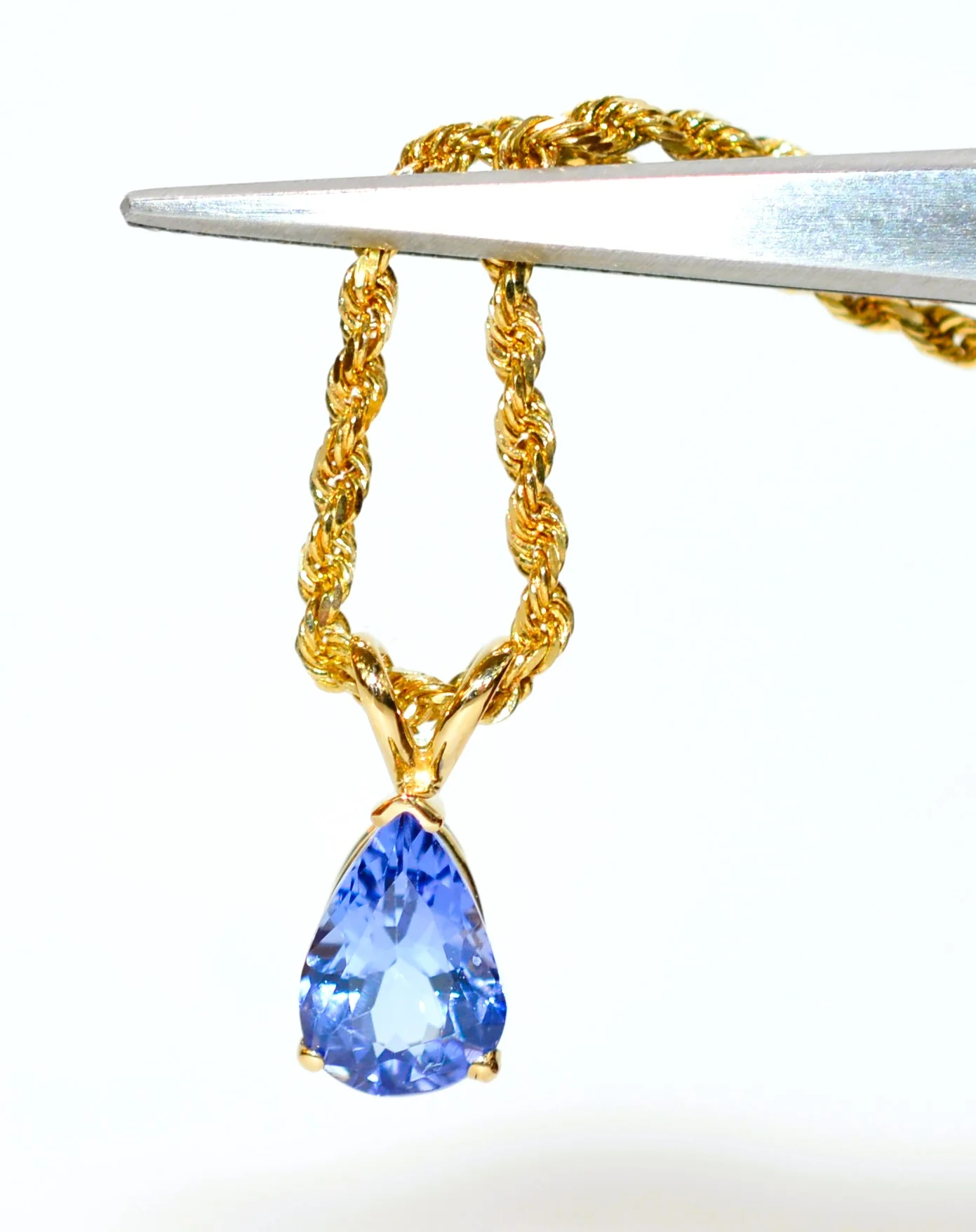 Natural Tanzanite Necklace 14K Solid Gold 1.35ct Gemstone Pendant Cocktail Statement Necklace Womens Birthstone Vintage Estate Violet Purple - Image 3