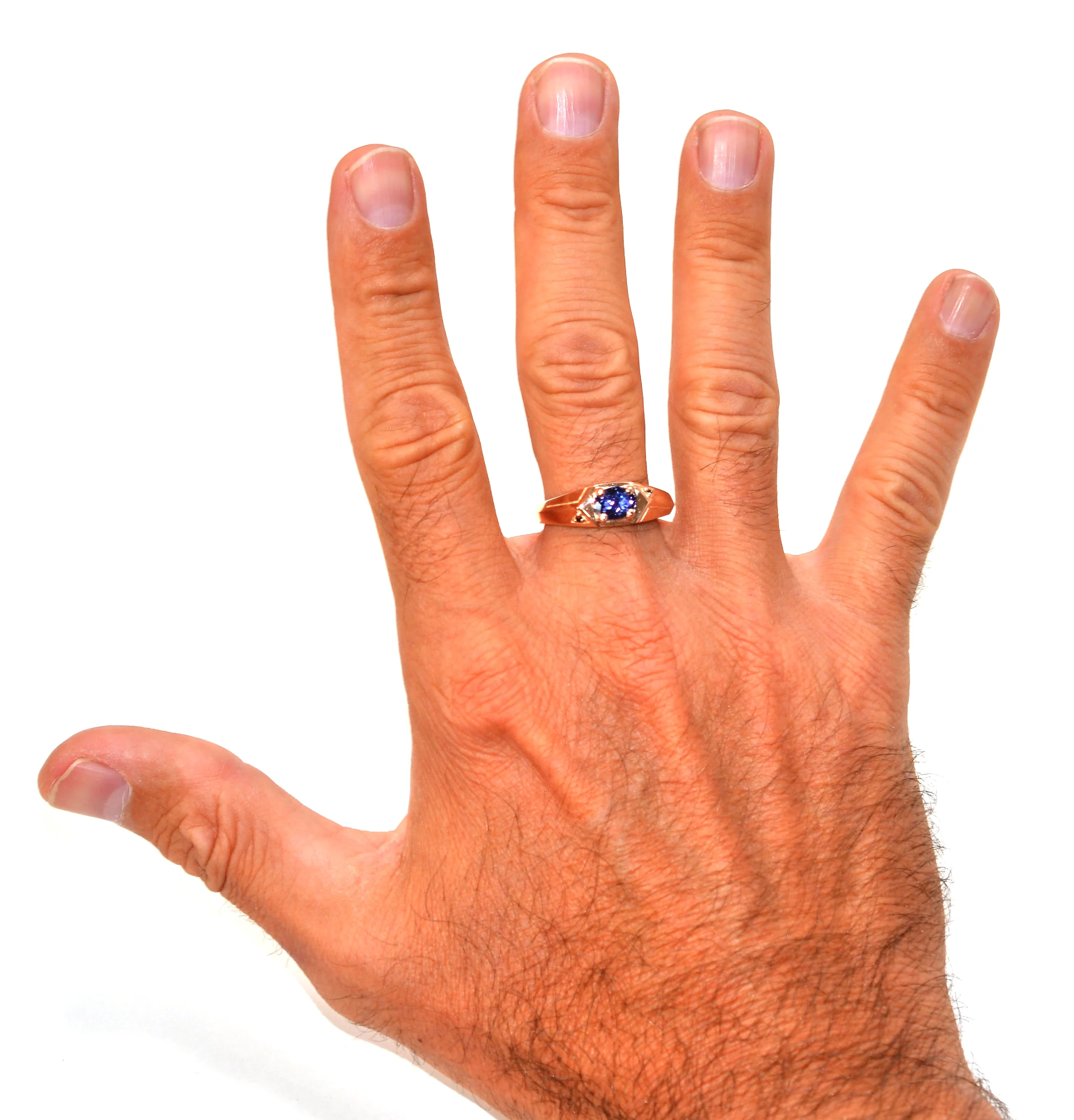 Natural Tanzanite & Onyx Ring 14K Solid Rose Gold 1.20tcw Men's Ring Gemstone Ring Birthstone Ring Cocktail Ring Estate Jewelry Fine Vintage Ring - Image 2