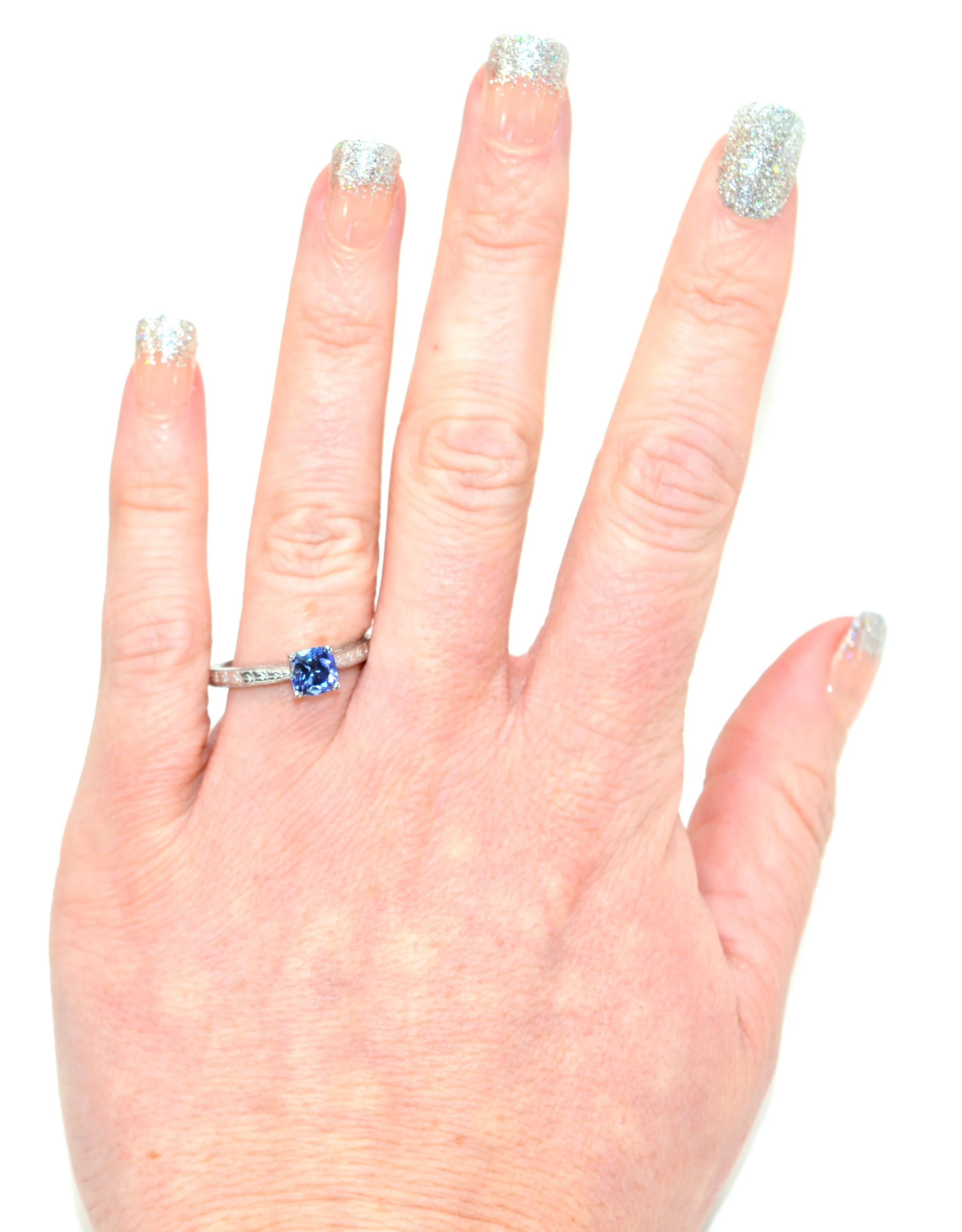 Natural Tanzanite Ring 14K Solid White Gold 1.06ct Solitaire Ring Cocktail Ring Purple Ring Blue Ring Birthstone Ring Engagement Ring - Image 2