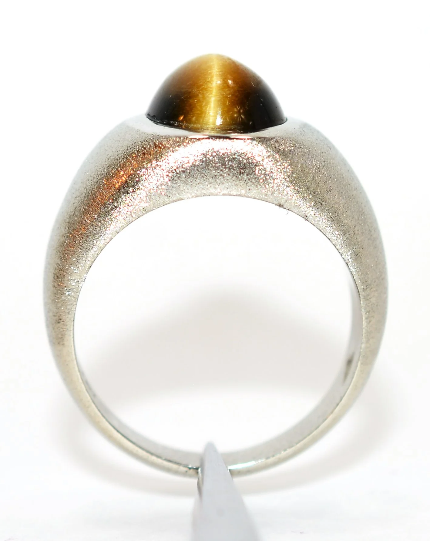 Natural Tigers Eye Ring 10K Solid White Gold Ring Statement Ring Men's Ring Birthstone Ring Vintage Ring Estate Ring Vintage Fine Jewellery - Image 3
