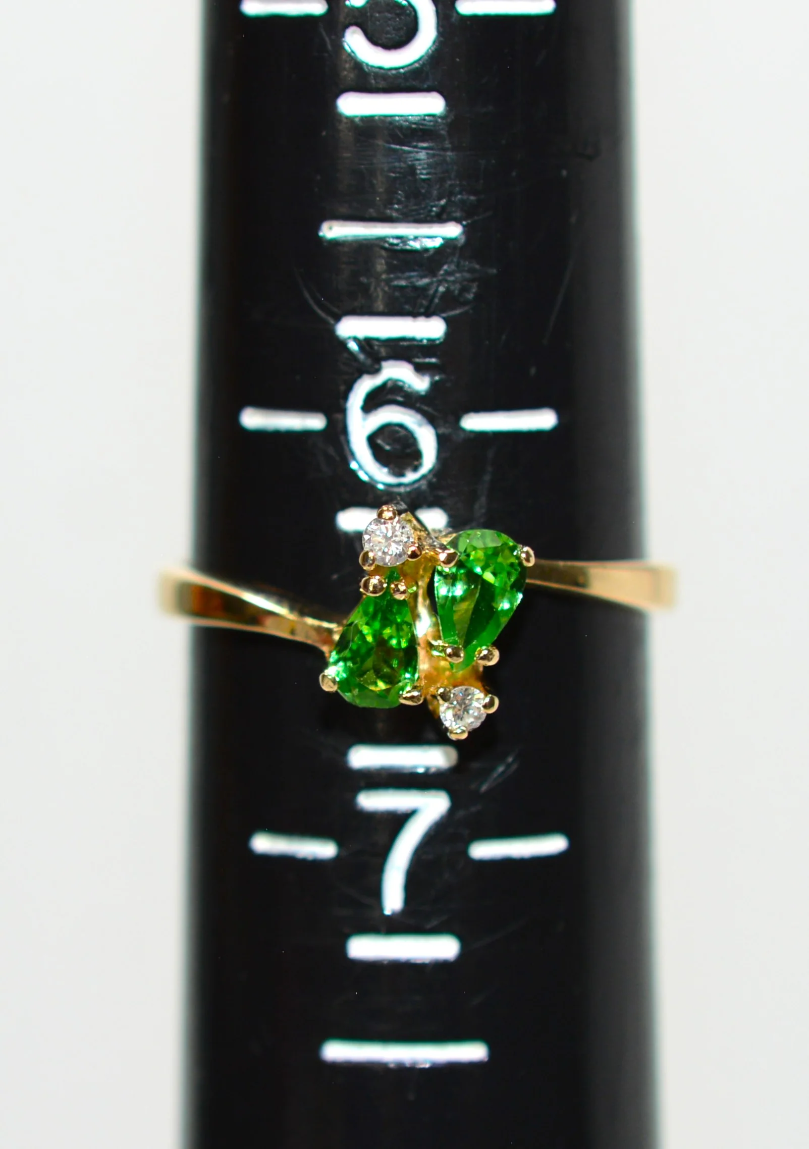 Natural Tsavorite Garnet & Diamond Ring 14K Solid Gold .43tcw Engagement Ring Green Gemstone Ring Pear January Birthstone Ring Garnet Ring - Image 9