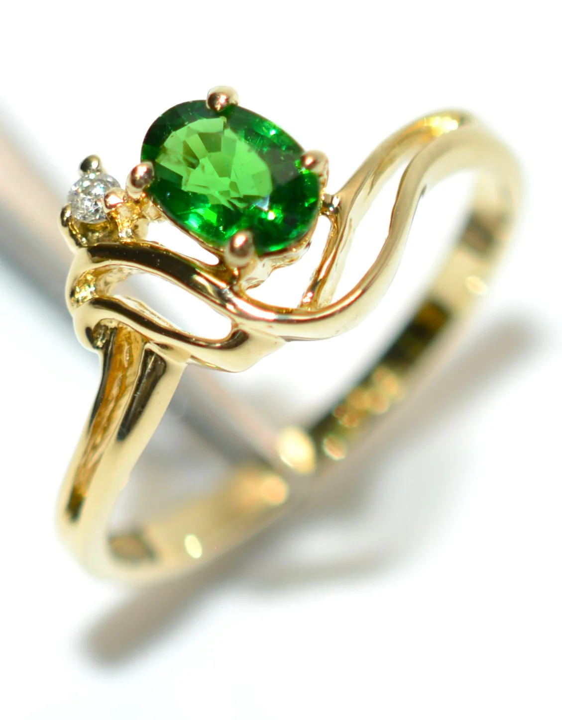 Natural Tsavorite Garnet & Diamond Ring 14K Solid Gold .49tcw Gemstone Ring Engagement Ring Women's Ring Wedding Ring Bridal Jewelry Green - Image 4