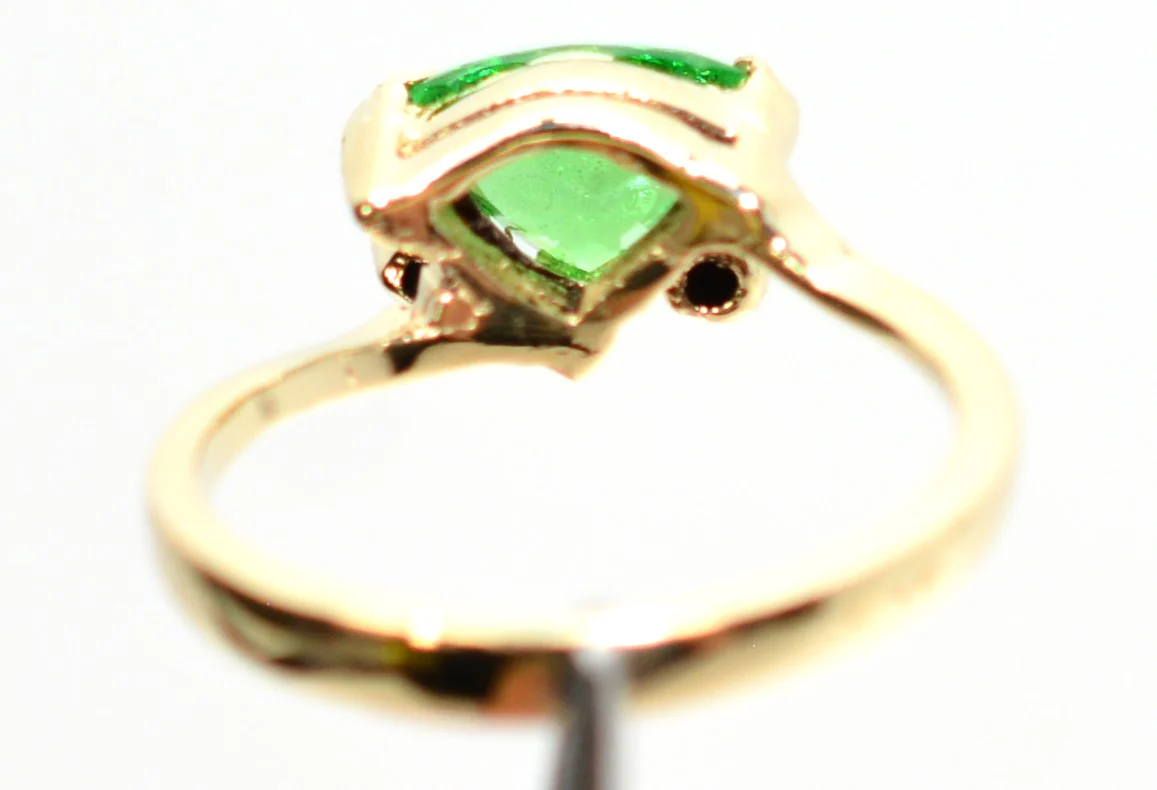 Natural Tsavorite Garnet & Diamond Ring 14K Solid Gold .85tcw Trillion Ring Green Ring Gemstone Ring Garnet Ring Tsavorite Ring Estate Ring - Image 7