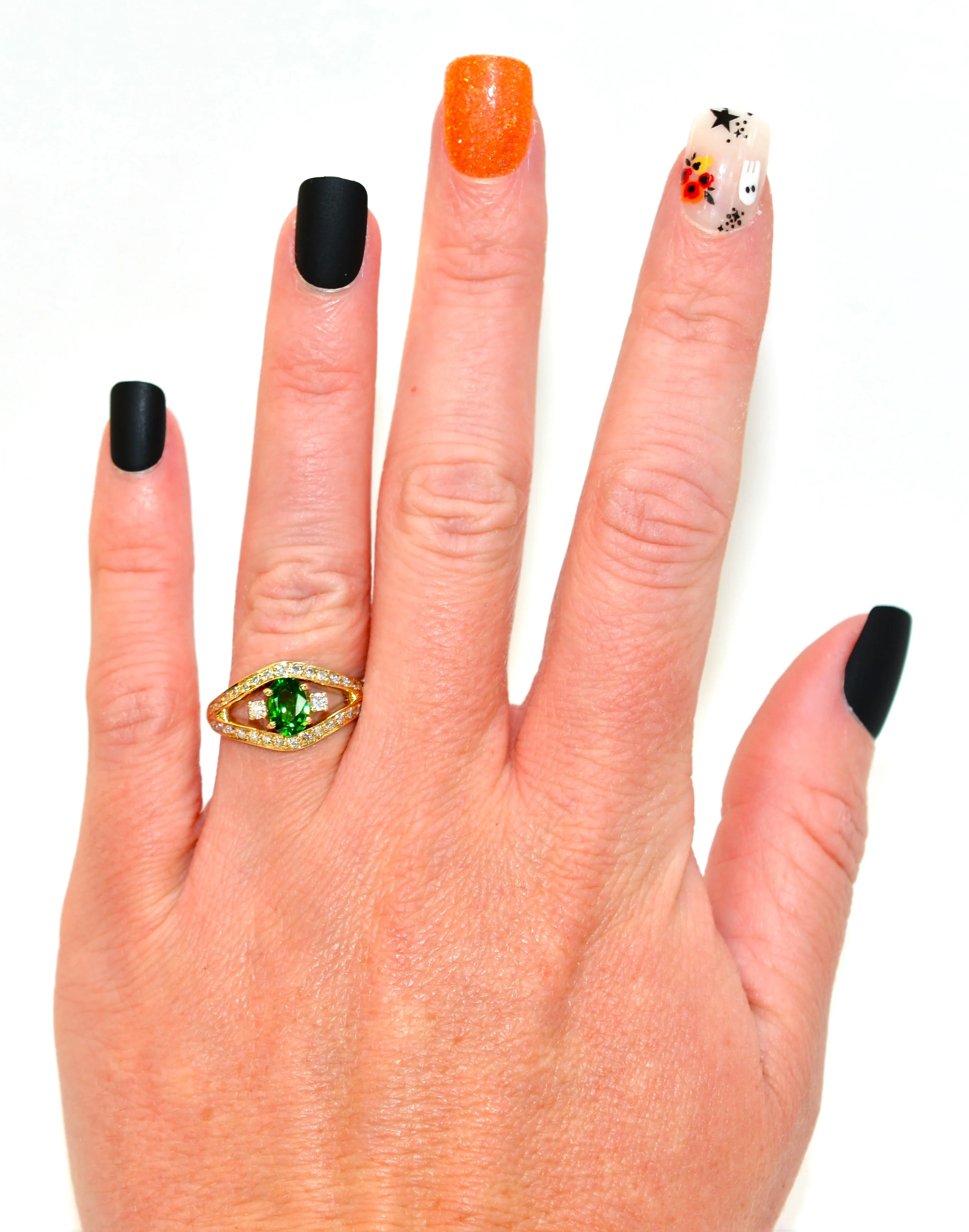 Natural Tsavorite Garnet & Diamond Ring 14K Solid Gold Ring 1.05tcw Garnet Ring Green Ring Birthstone Ring Cocktail Ring Fine Statement Ring - Image 2