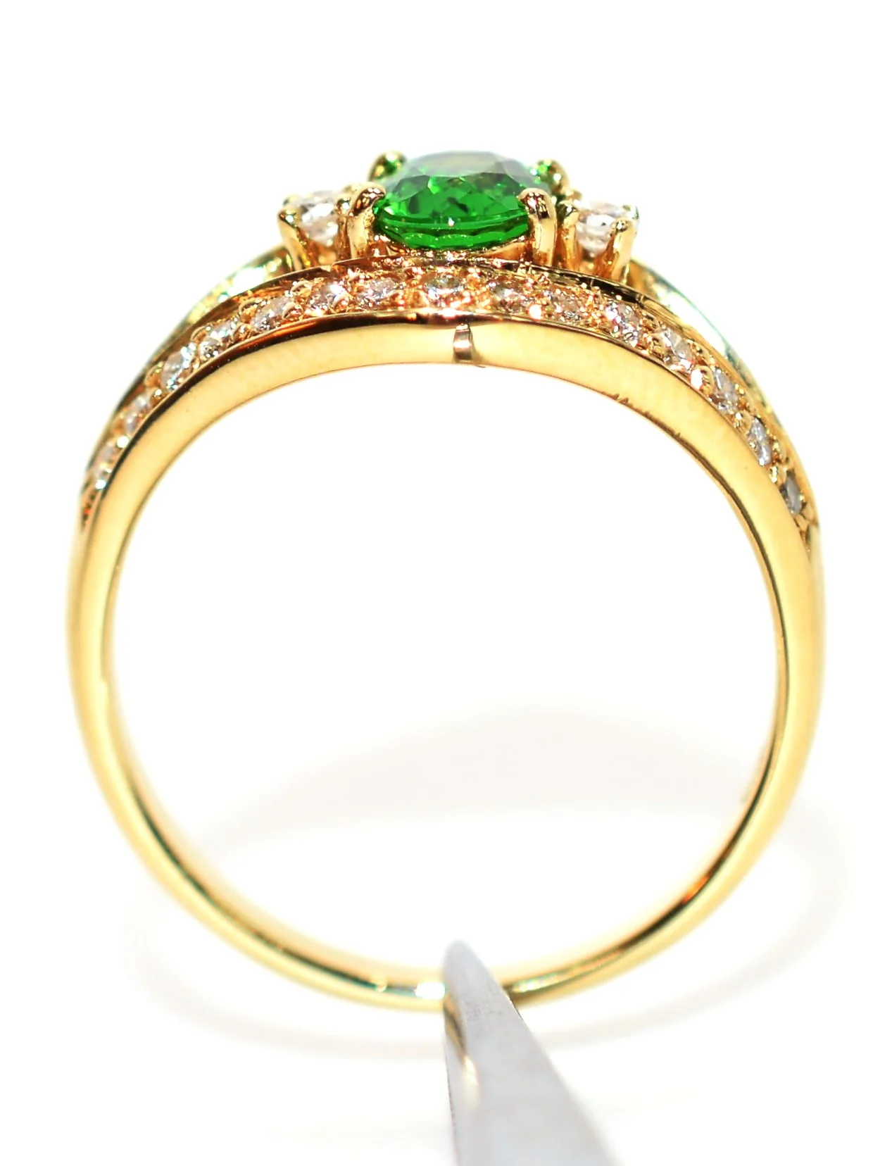 Natural Tsavorite Garnet & Diamond Ring 14K Solid Gold Ring 1.05tcw Garnet Ring Green Ring Birthstone Ring Cocktail Ring Fine Statement Ring - Image 3