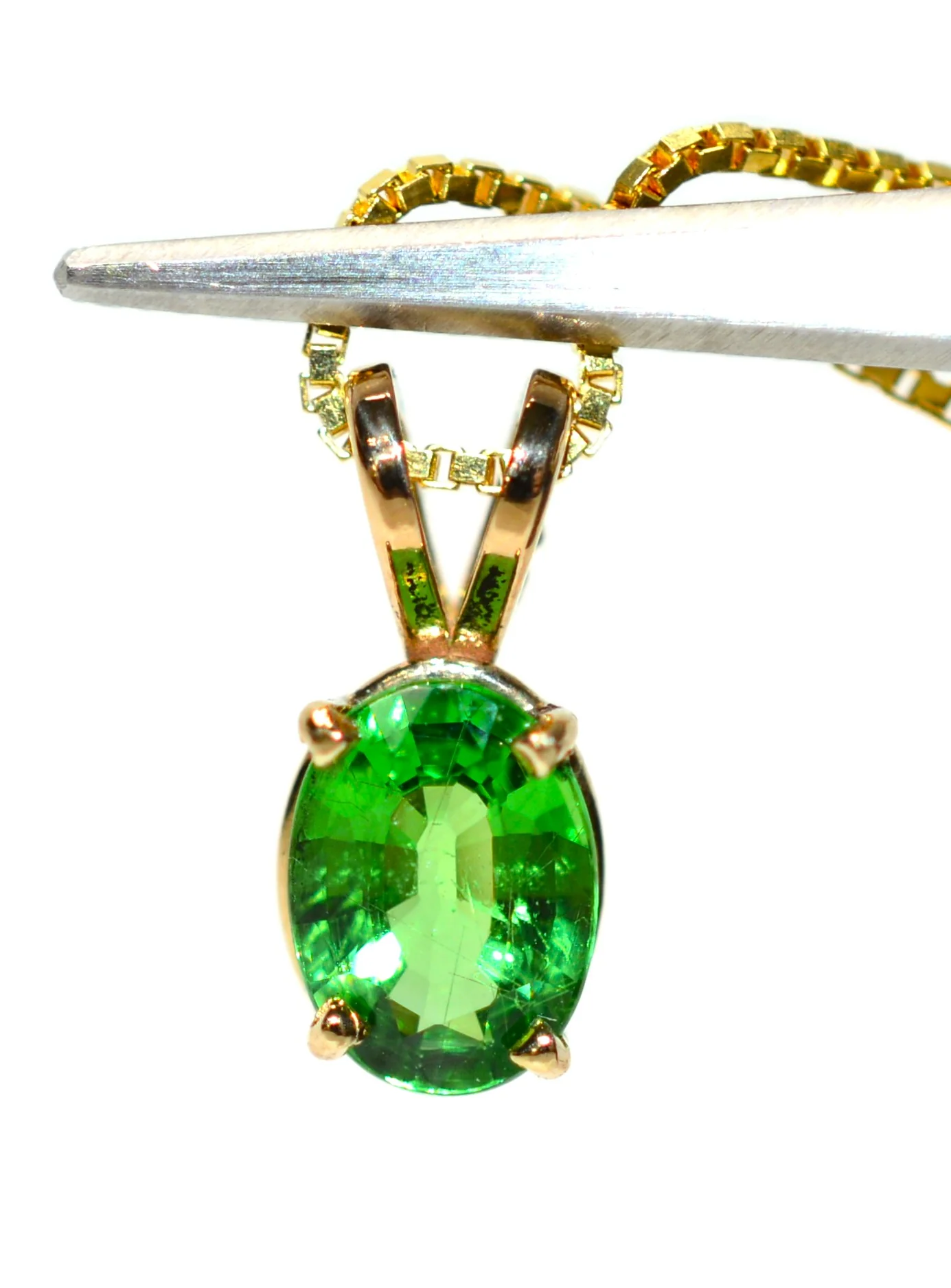 Natural Tsavorite Garnet Necklace 14K Solid Gold 1.01ct Pendant Necklace January Birthstone Green Gemstone Solitaire Statement Jewelry - Image 2