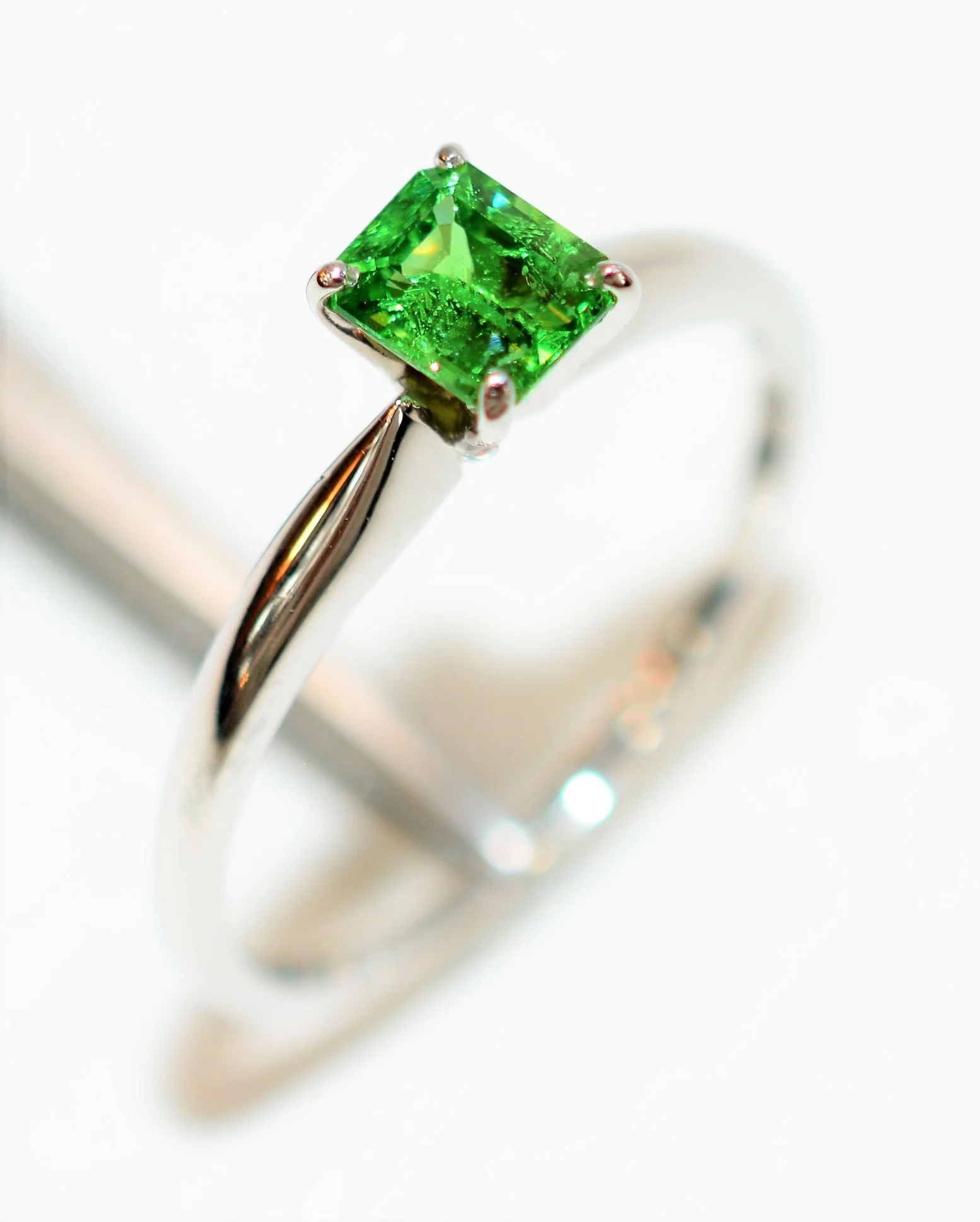 Natural Tsavorite Garnet Ring 18K Solid White .78ct Gold Women's Ring Solitaire Ring Engagement Ring Bridal Jewelry Birthstone Ring Jewellery - Image 4