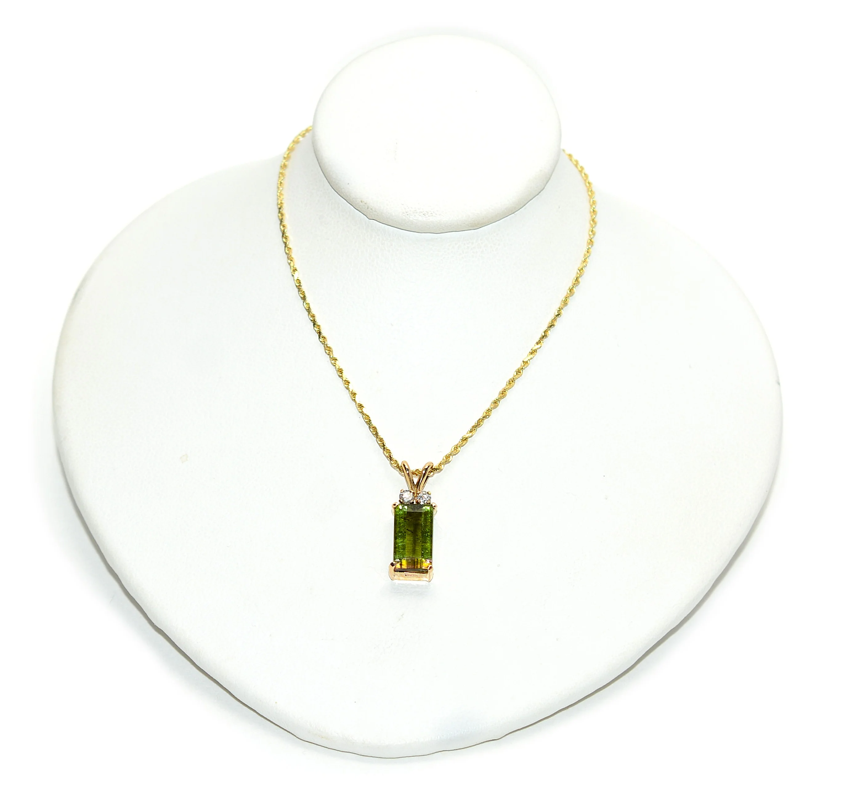 Natural Watermelon Tourmaline & Diamond Necklace 14K Solid Gold 2.71tcw Tourmaline Pendant Rare Gemstone Statement Necklace Cocktail Jewelry