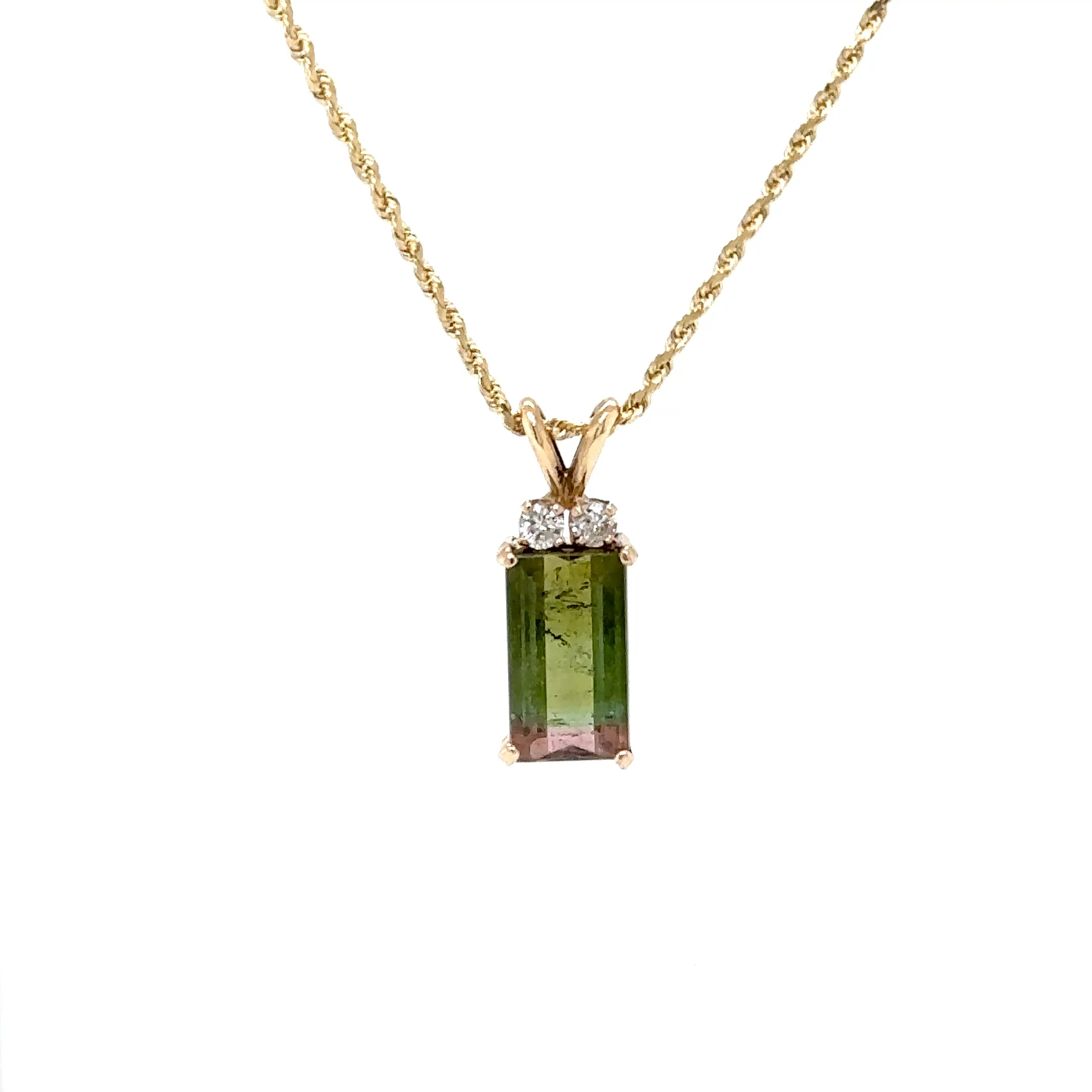 Natural Watermelon Tourmaline & Diamond Necklace 14K Solid Gold 2.71tcw Tourmaline Pendant Rare Gemstone Statement Necklace Cocktail Jewelry - Image 9