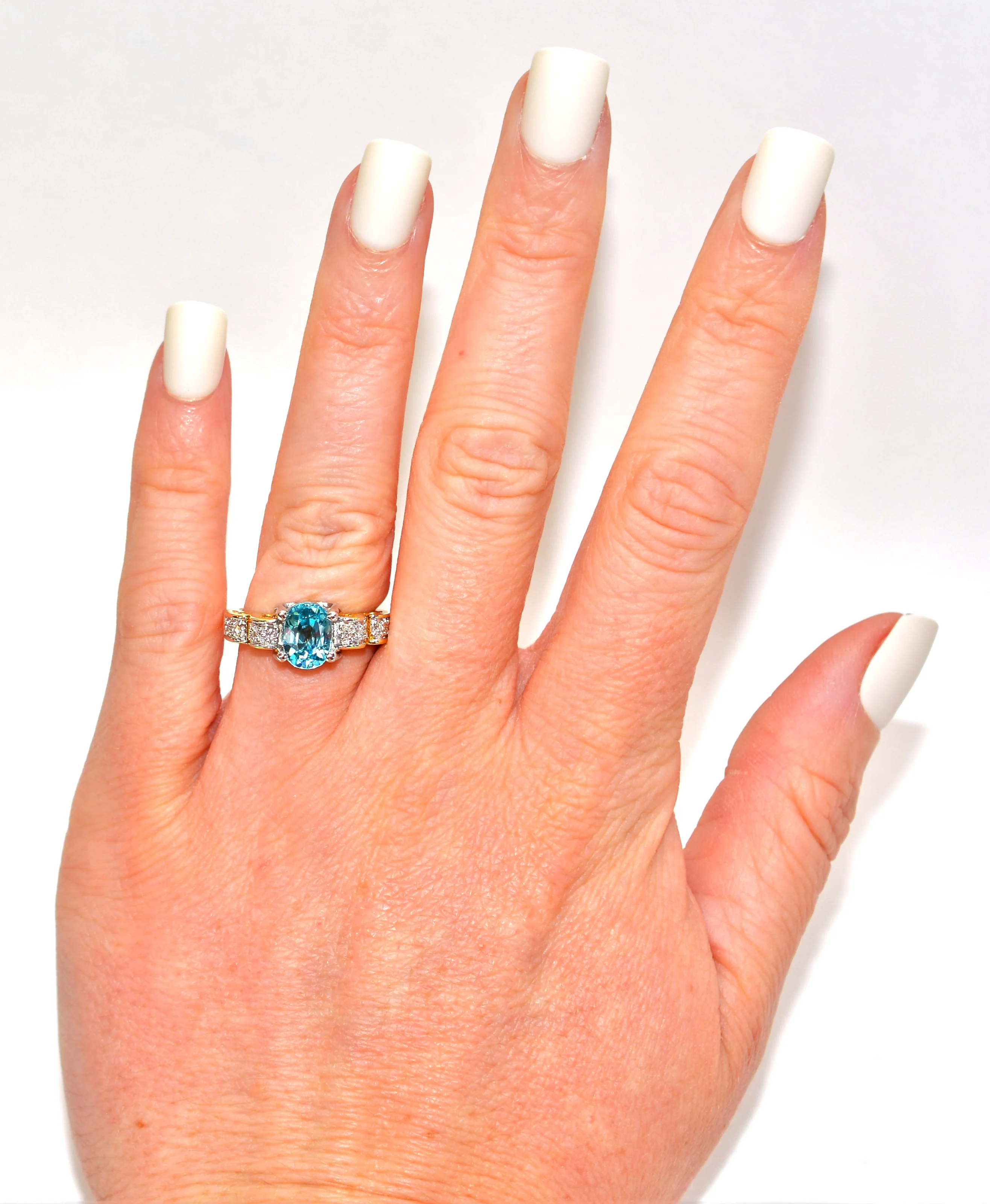 Natural Zircon & Diamond Ring 18K Solid Gold Platinum 2.32tcw Gemstone Ring Engagement Ring Blue Ring Bridal Jewelry Cocktail Ring Promise - Image 2