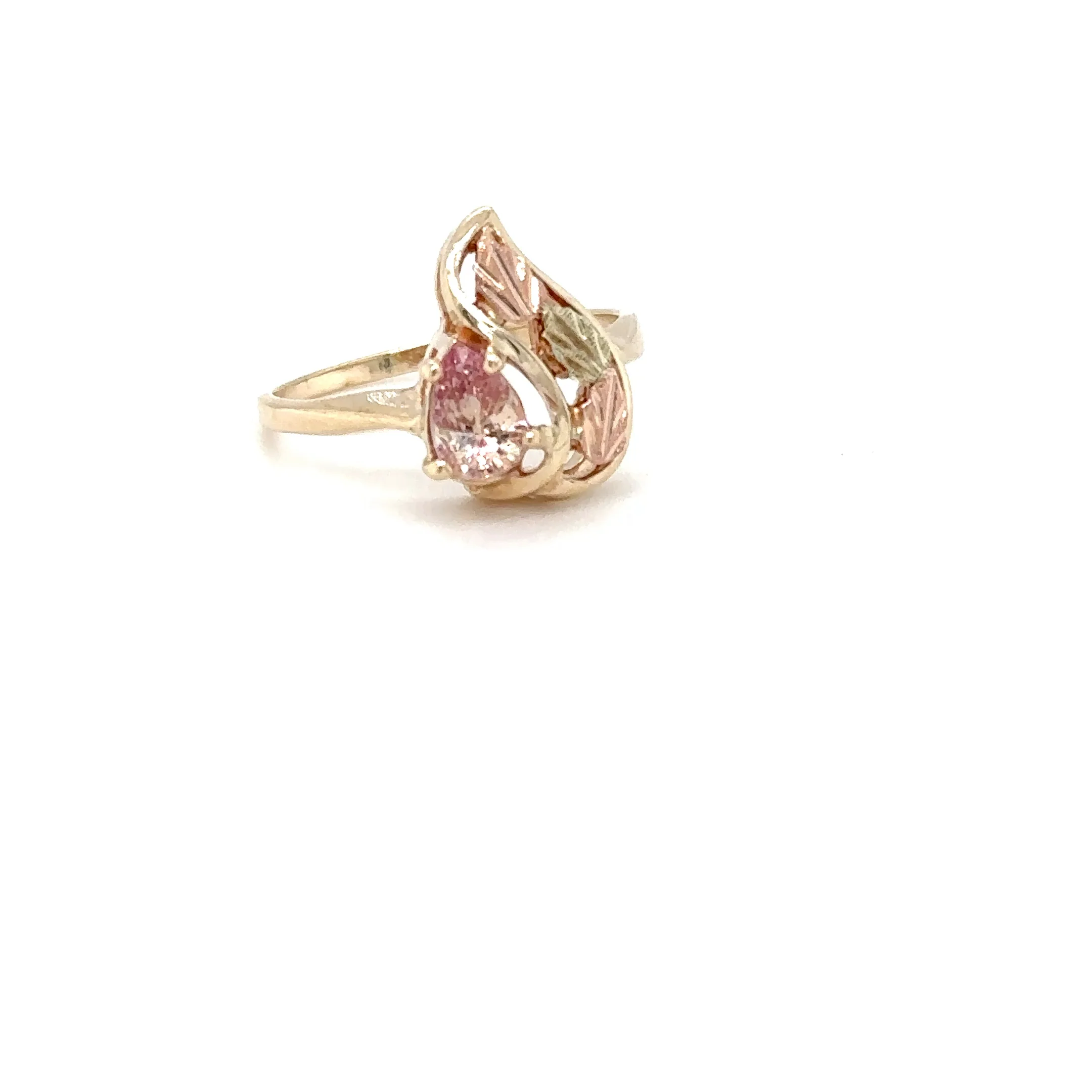 Natural Pink Golden Zoiste Ring Bicolor Zoisite Black Hills Gold Ring 10K Solid Gold .64ct Tri Color Gold Tri Tone Gold Jewelry Estate Jewellery - Image 8