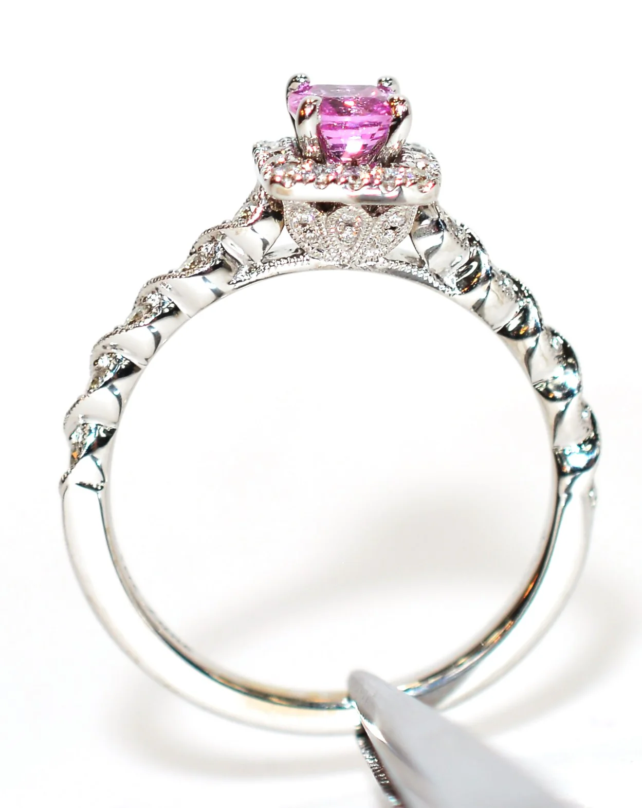 Neil Lane Natural Padparadscha Sapphire & Diamond Ring .68tcw Engagement Ring Wedding Ring Cocktail Ring Designer Ring Sapphire Ring Bridal - Image 3
