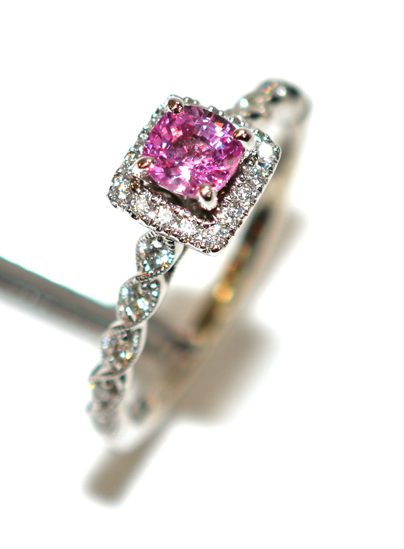 Neil Lane Natural Padparadscha Sapphire & Diamond Ring .68tcw Engagement Ring Wedding Ring Cocktail Ring Designer Ring Sapphire Ring Bridal - Image 4