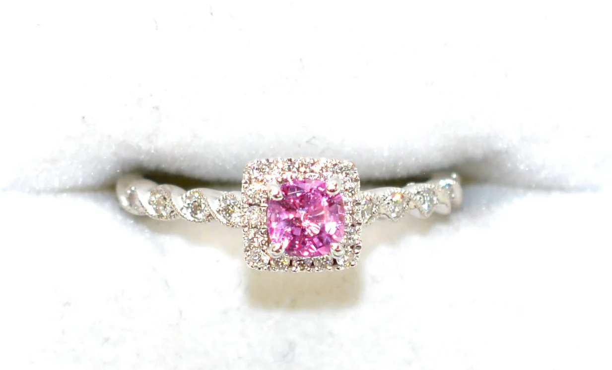 Neil Lane Natural Padparadscha Sapphire & Diamond Ring .68tcw Engagement Ring Wedding Ring Cocktail Ring Designer Ring Sapphire Ring Bridal - Image 5