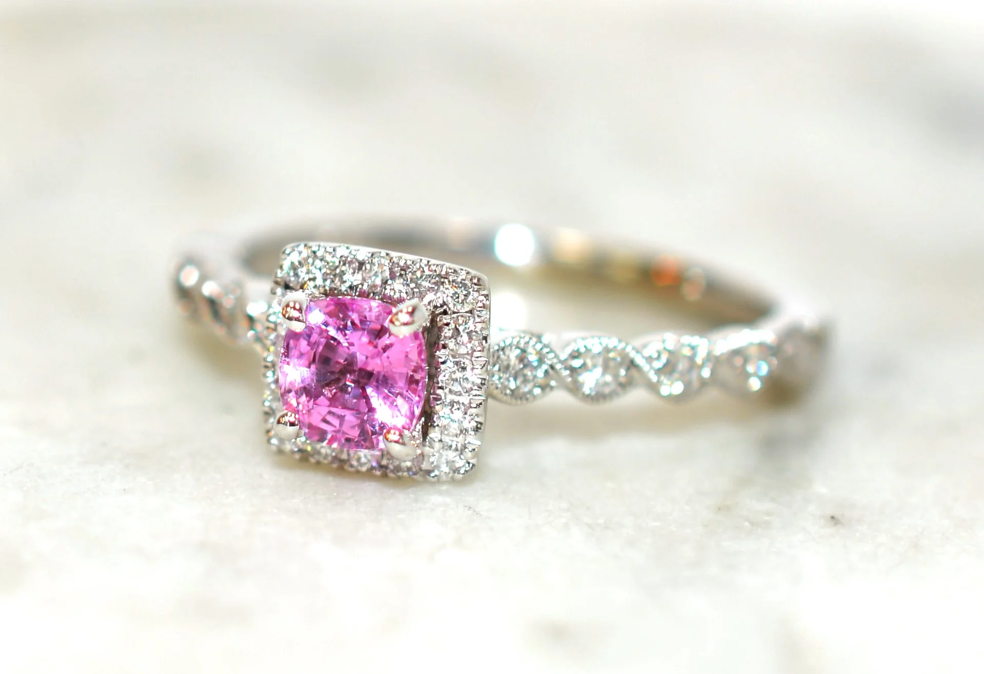 Neil Lane Natural Padparadscha Sapphire & Diamond Ring .68tcw Engagement Ring Wedding Ring Cocktail Ring Designer Ring Sapphire Ring Bridal - Image 9