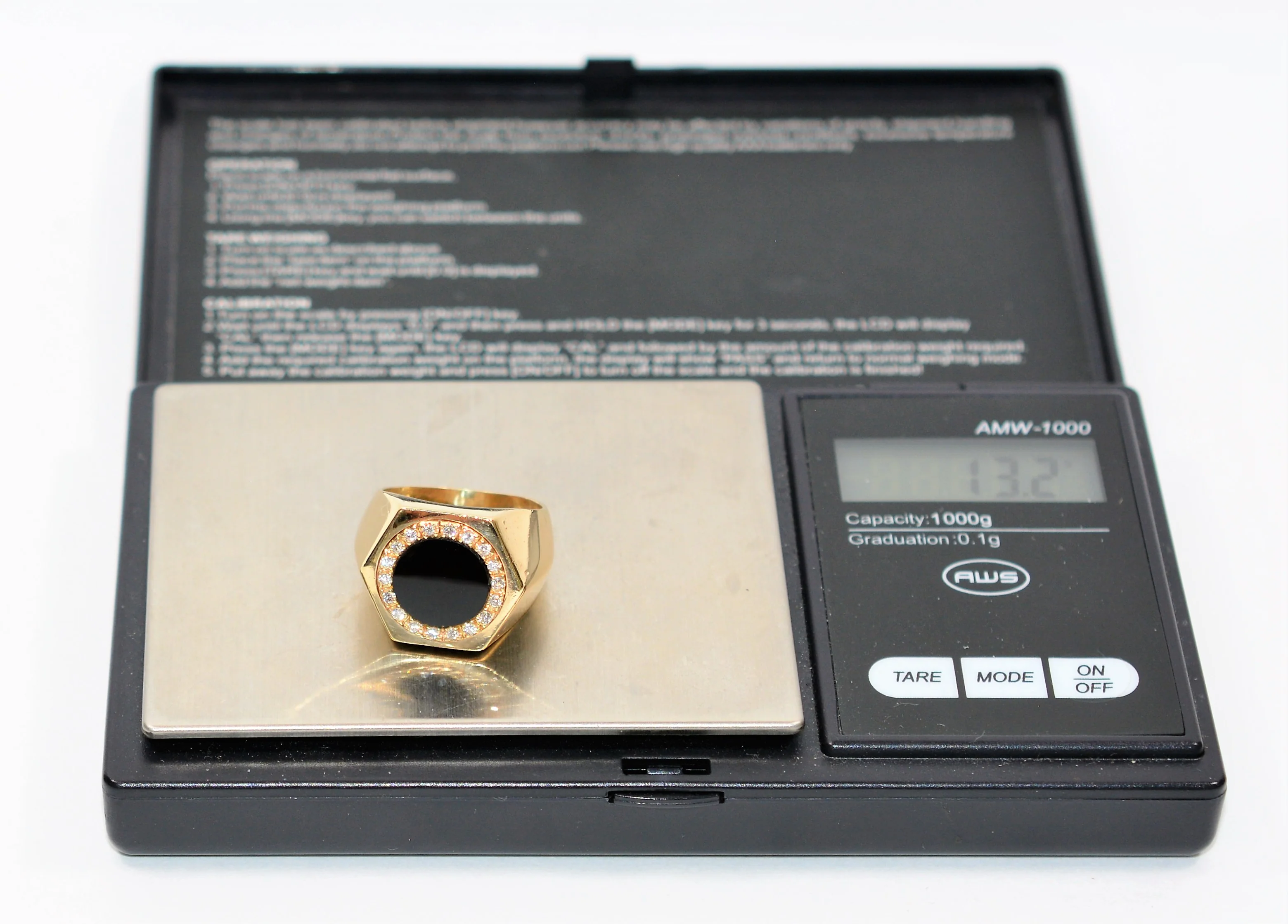 Natural Onyx & Diamond Ring 14K Solid Gold .18tcw Men's Ring Onyx Ring Statement Ring Cocktail Ring Vintage Ring Estate Ring Estate Jewelry - Image 9