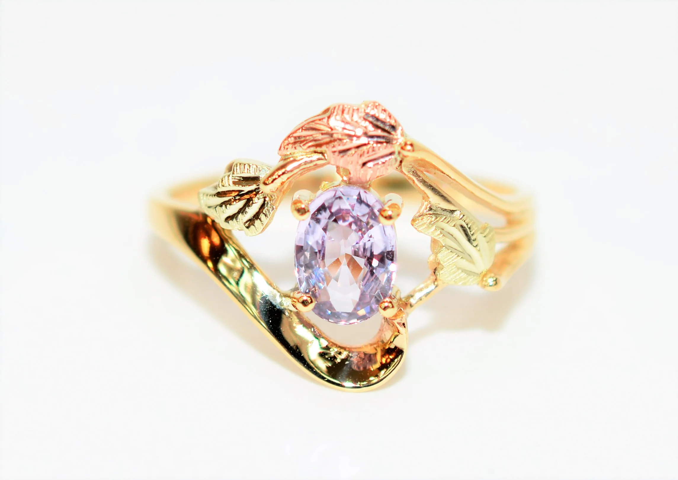 Natural Padparadscha Sapphire Ring 10K Solid Gold 1ct Black Hills Dakota Ring Gemstone Ring Birthstone Ring Statement Ring Cocktail Ring