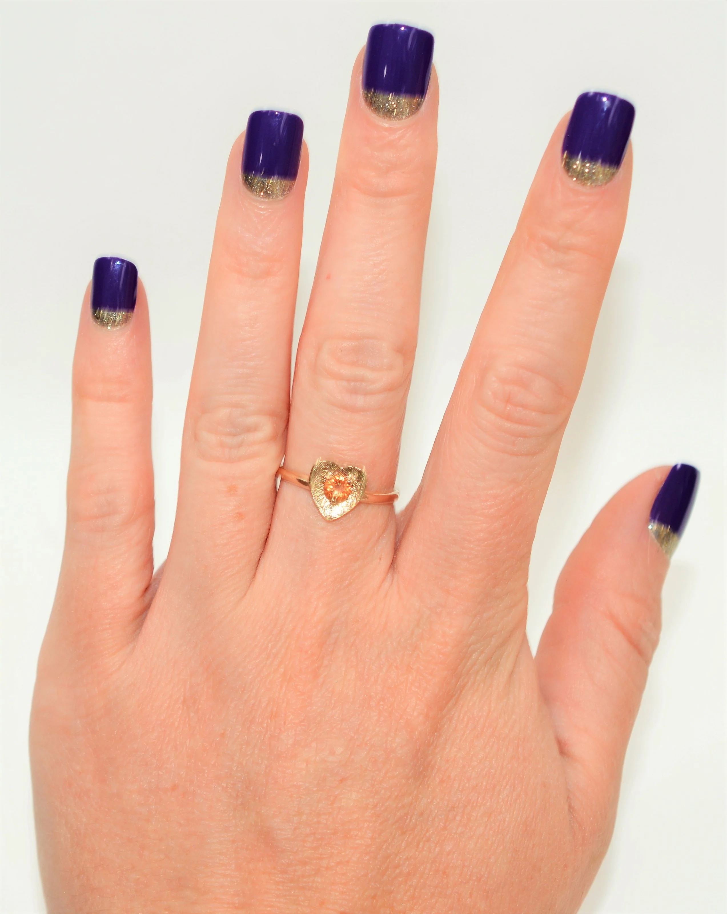Natural Padparadscha Sapphire Ring 10K Solid Gold .30ct Solitaire Ring Heart Ring Gemstone Ring Promise Ring Love Ring Engagement Ring Fine - Image 2
