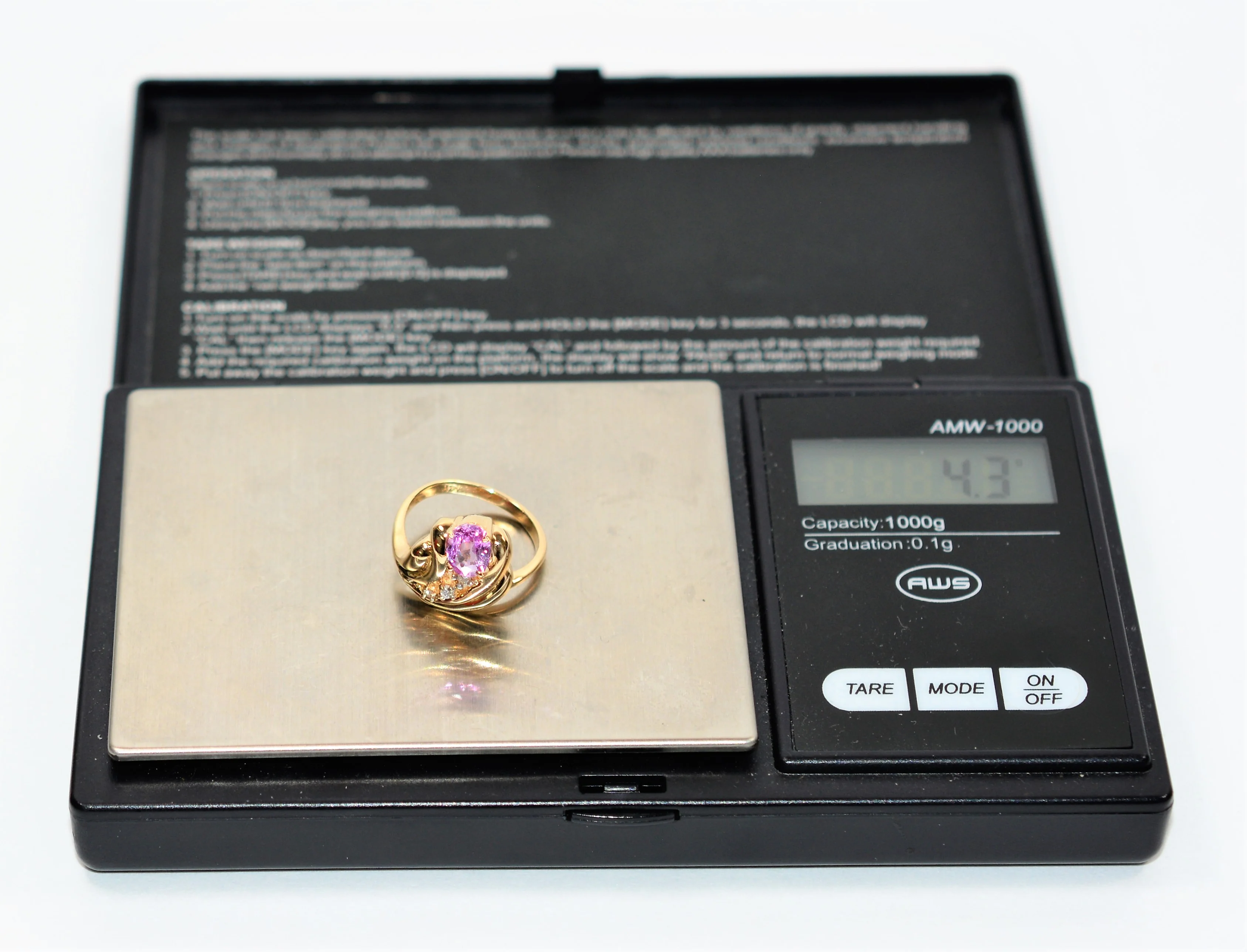 Natural Padparadscha Sapphire & Diamond Ring 14K Solid Gold .99tcw Cocktail Ring Statement Ring September Birthstone Ring Fine Vintage Ring - Image 10
